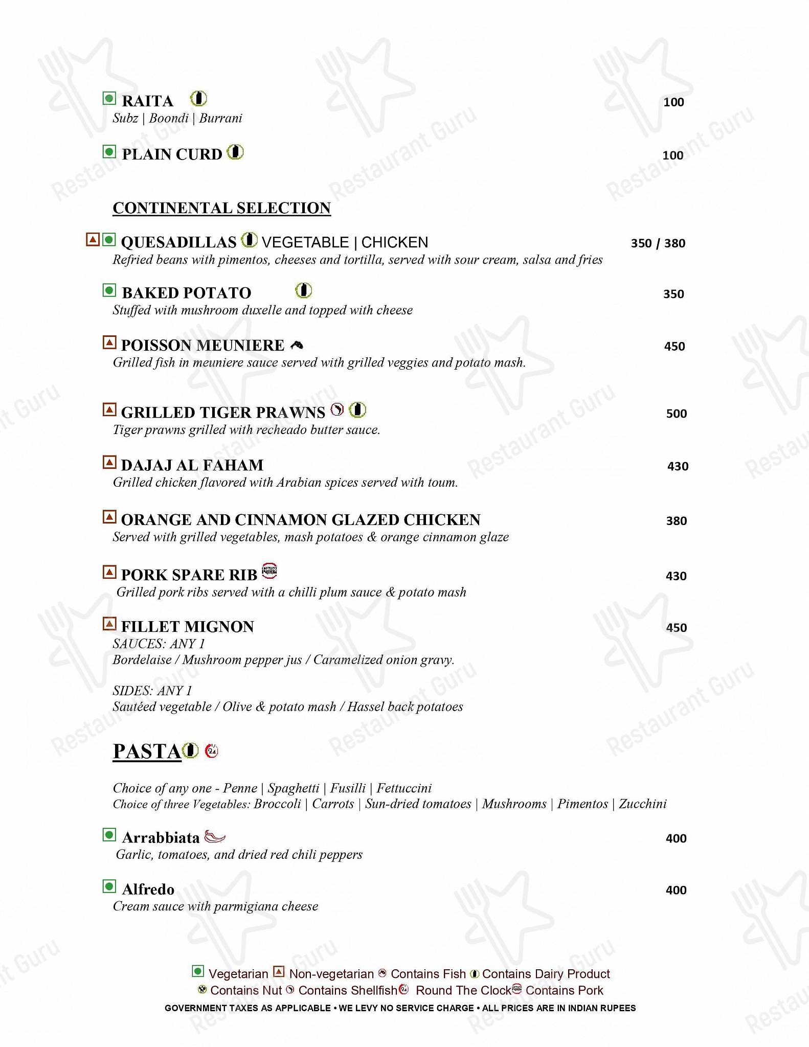 Orchid Restaurant menu