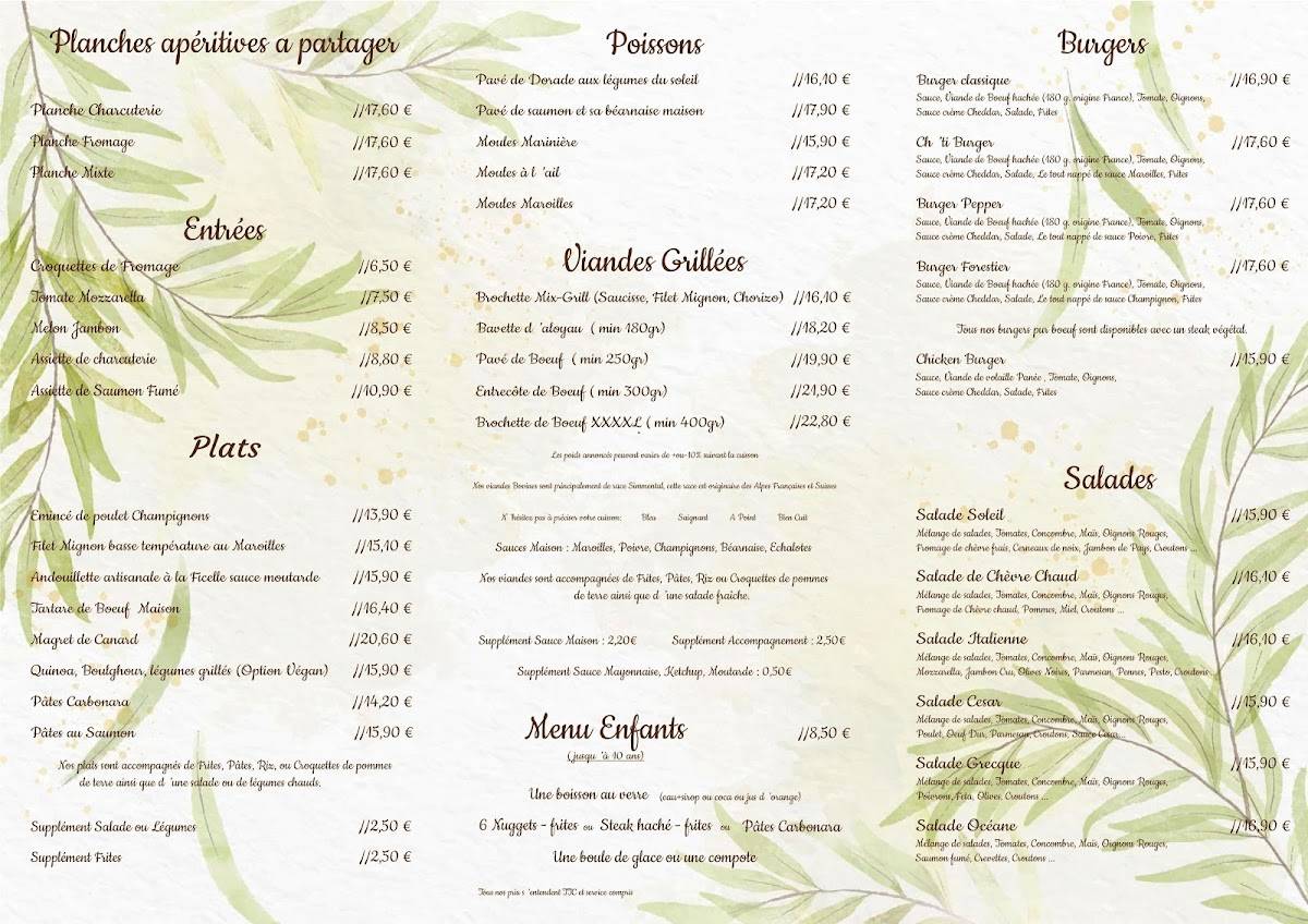 Menu de La Source