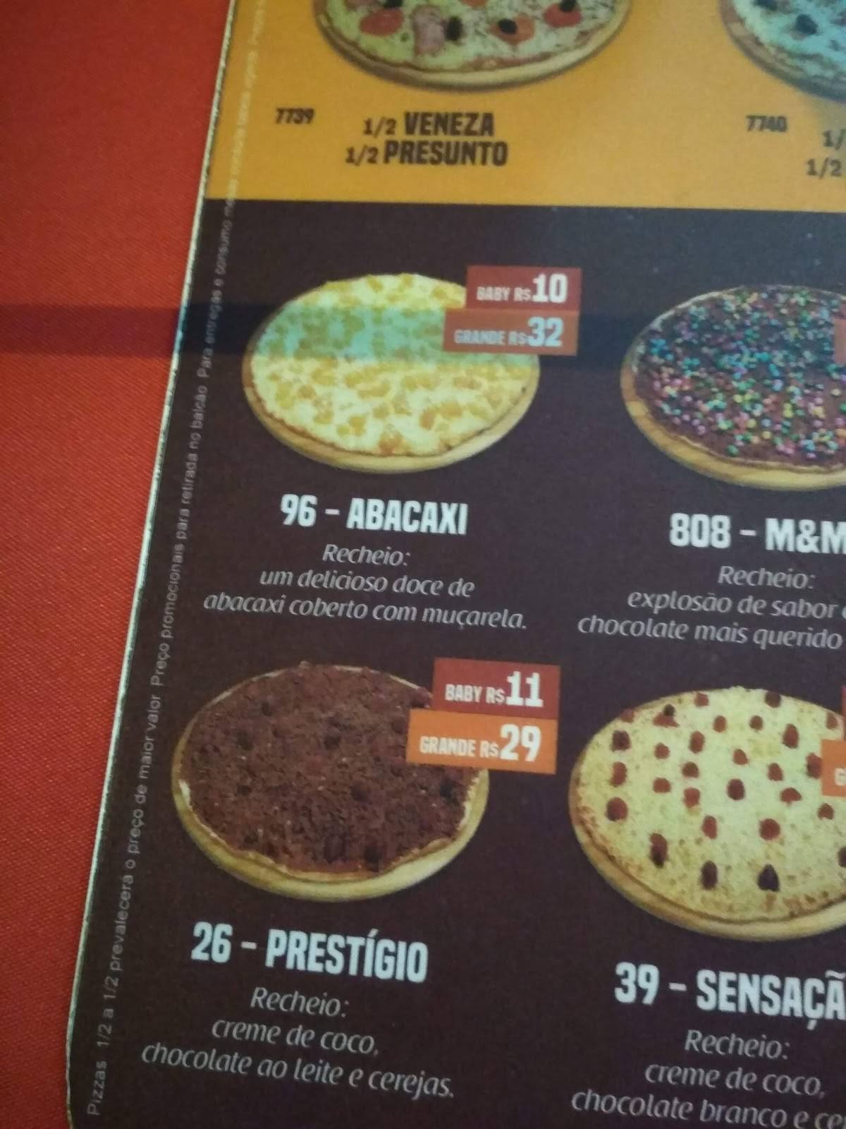 Cascata Pizzas Unidade - Av. Orlando Dompieri cardápio