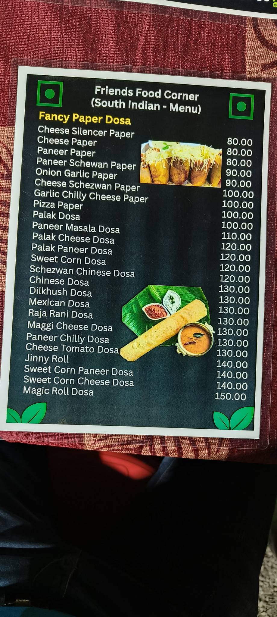 Friends Food Corner menu