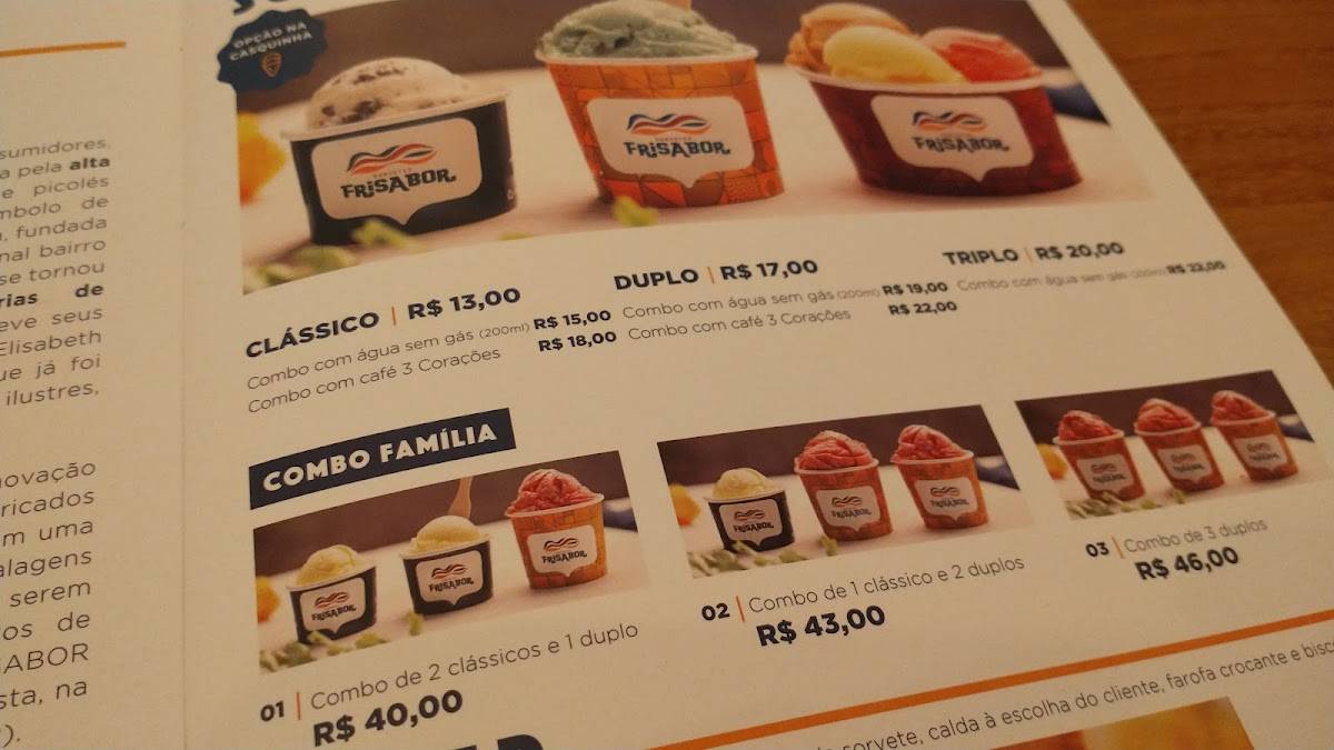 Frisabor Boa Vista: Açaí, Cremes, Frutas, Toppings, Sorvete, Picolé, Sorveteria,Pizzas, Delivery em Recife PE cardápio