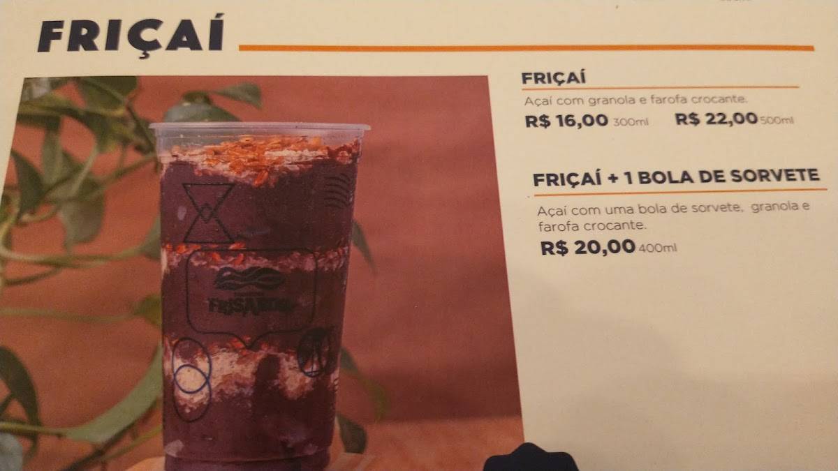Frisabor Boa Vista: Açaí, Cremes, Frutas, Toppings, Sorvete, Picolé, Sorveteria,Pizzas, Delivery em Recife PE cardápio