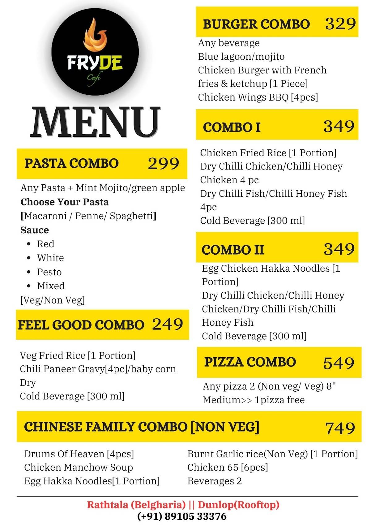 Fryde Rooftop Lounge menu