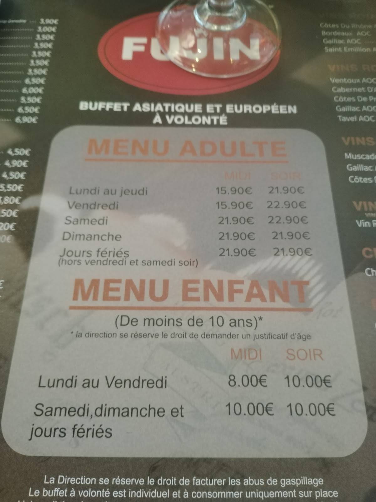 Menu de Fujin