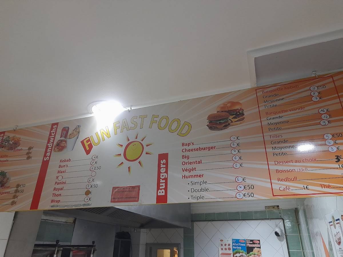 Menu de Sun Fast Food