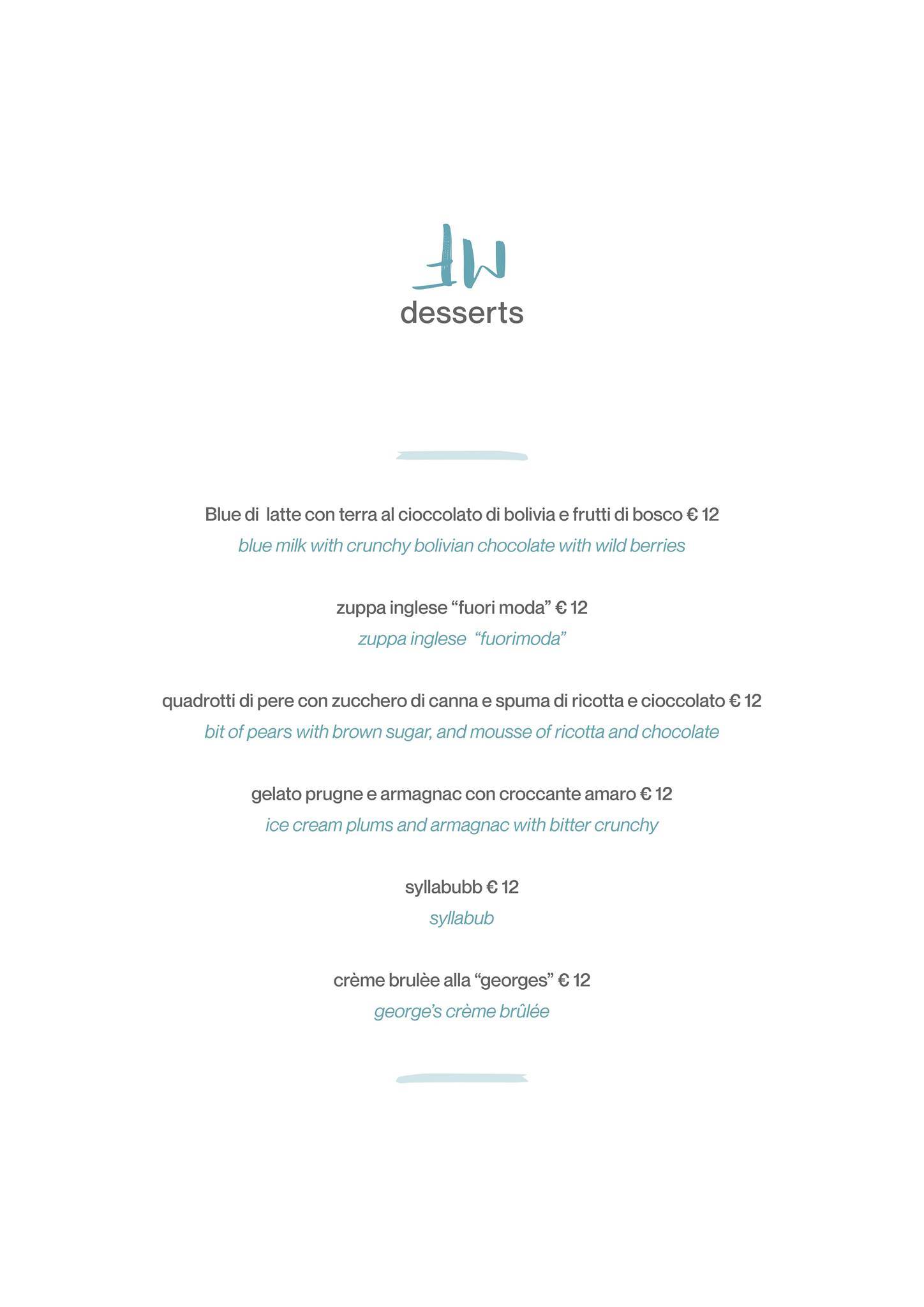 Menu de Fuorimoda Restaurant