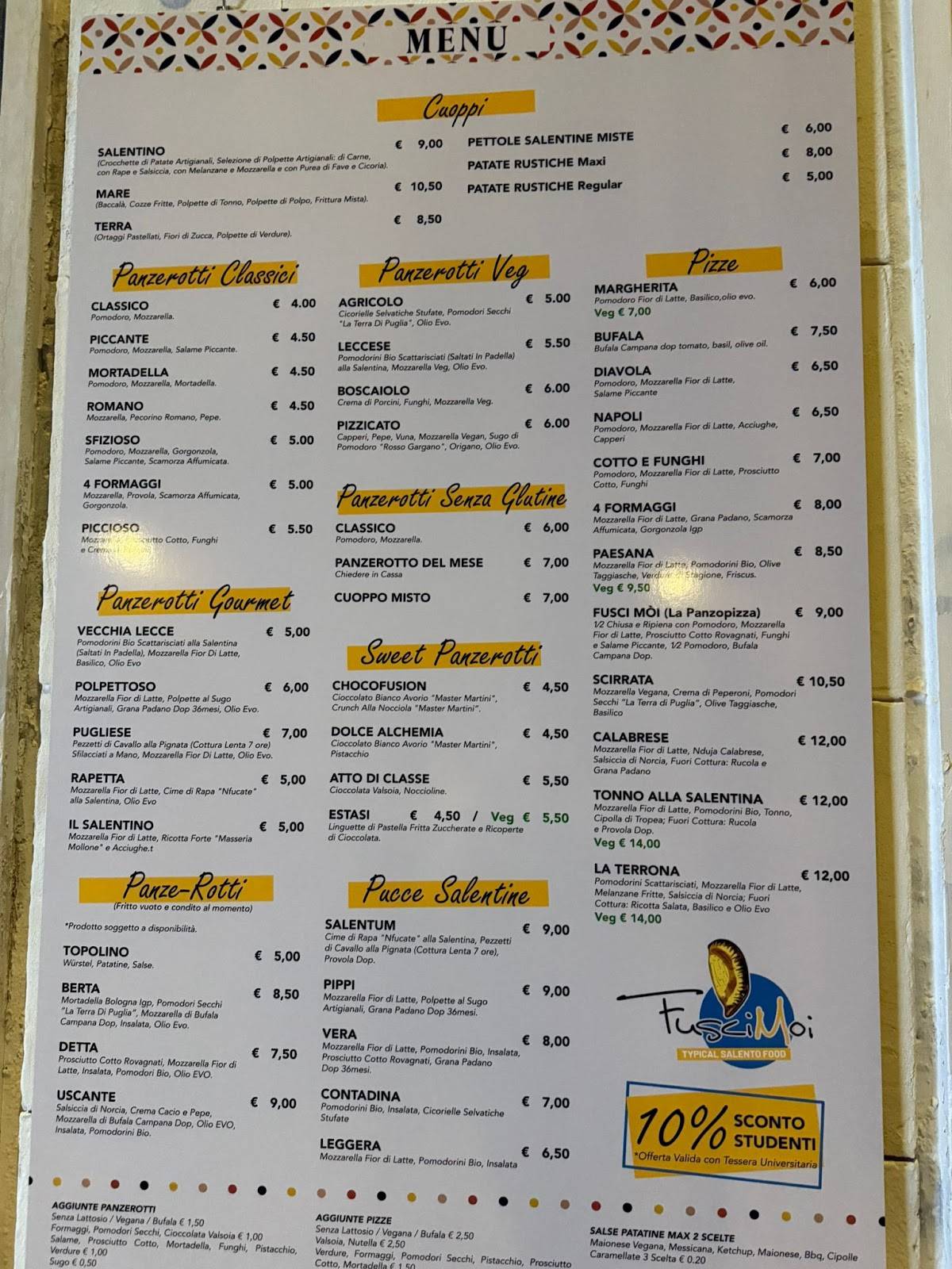 Menu di Fusci Mói 
