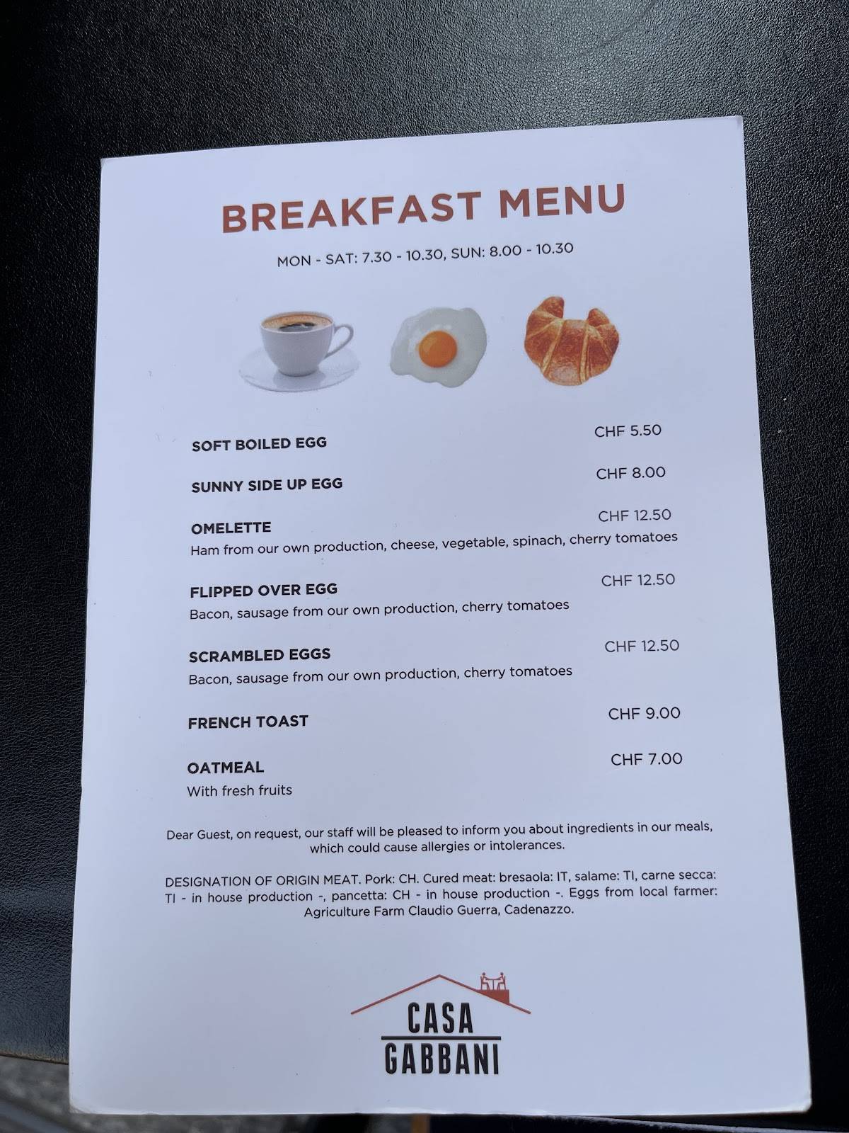 Menu di GABBANI Ristorante 