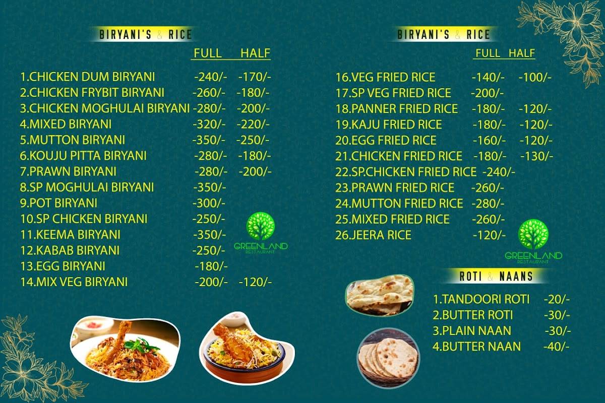 Menu at GREENLAND FAMILY RESTAURANT, Kakinada