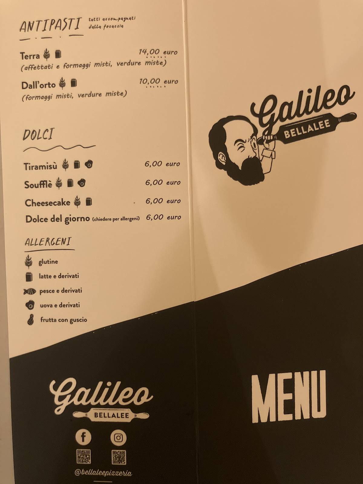 Menu di Galileo Bellalee 