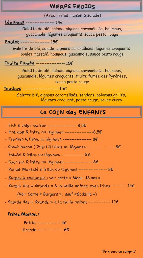 Menu de O'sisters