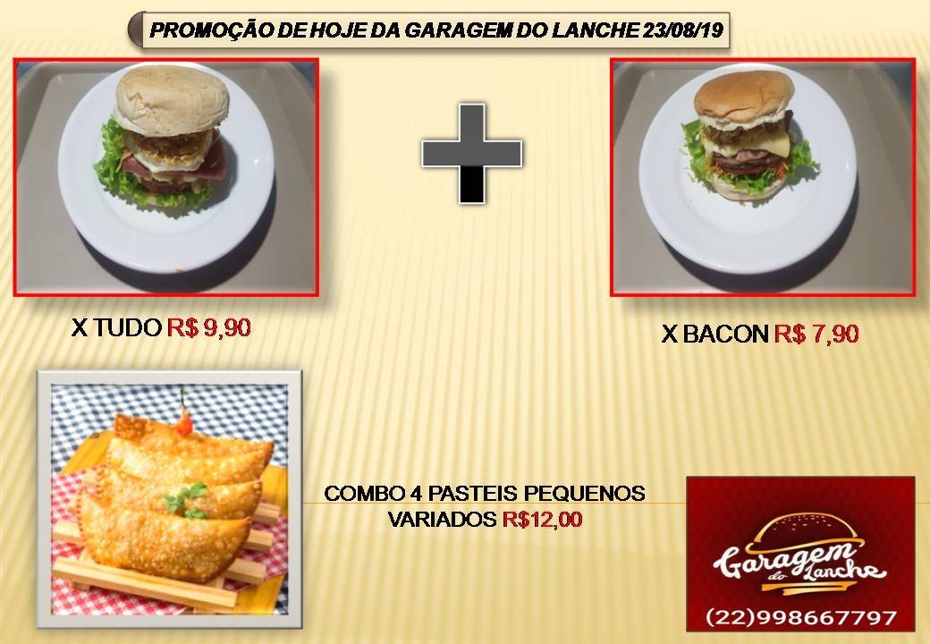 Garagem do Lanche cardápio