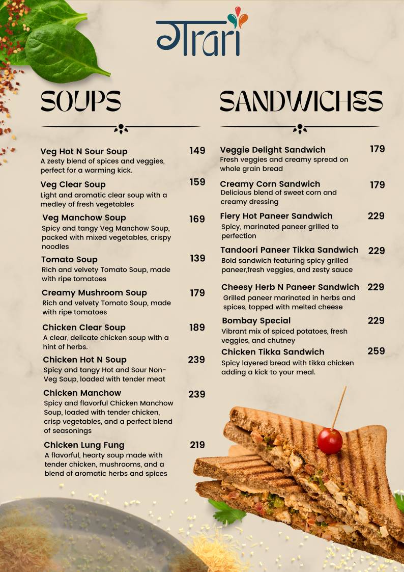 Garari menu