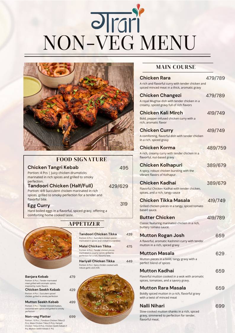 Garari menu