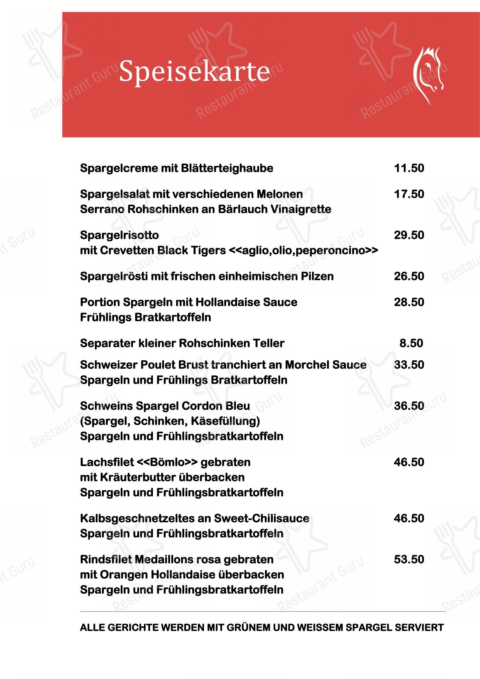 Gasthof Rössli in Grabs - Menu