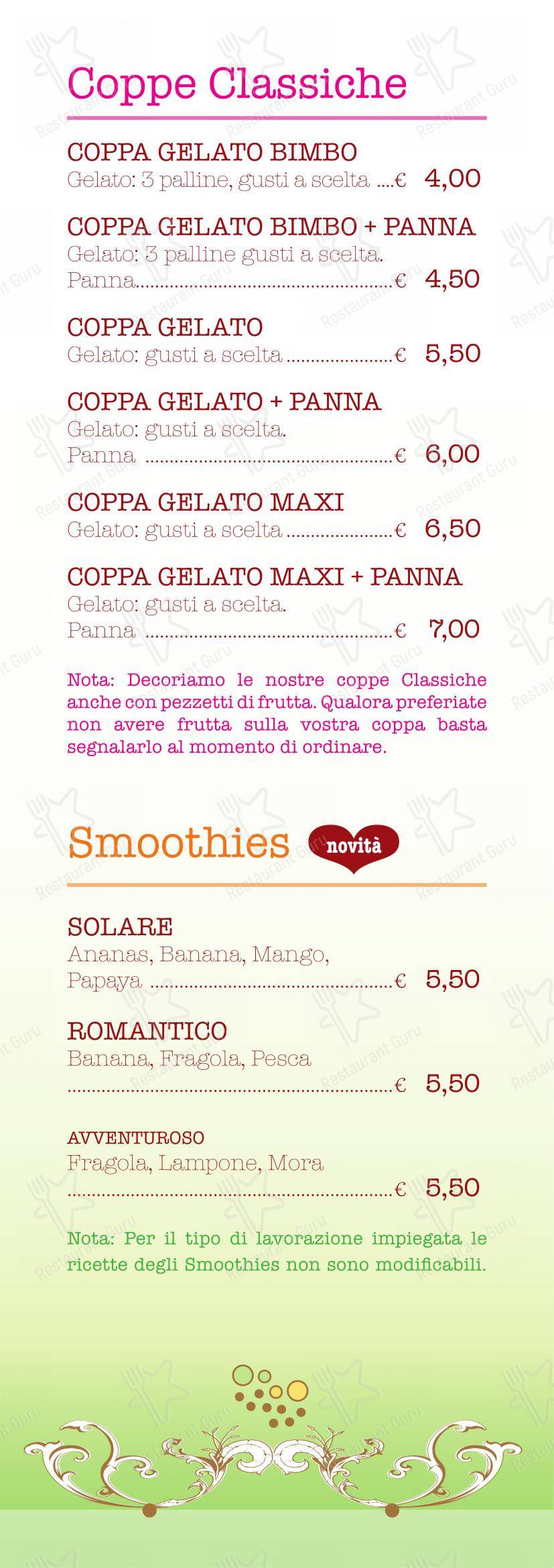 Menu di Gelateria Goria - Menu bar