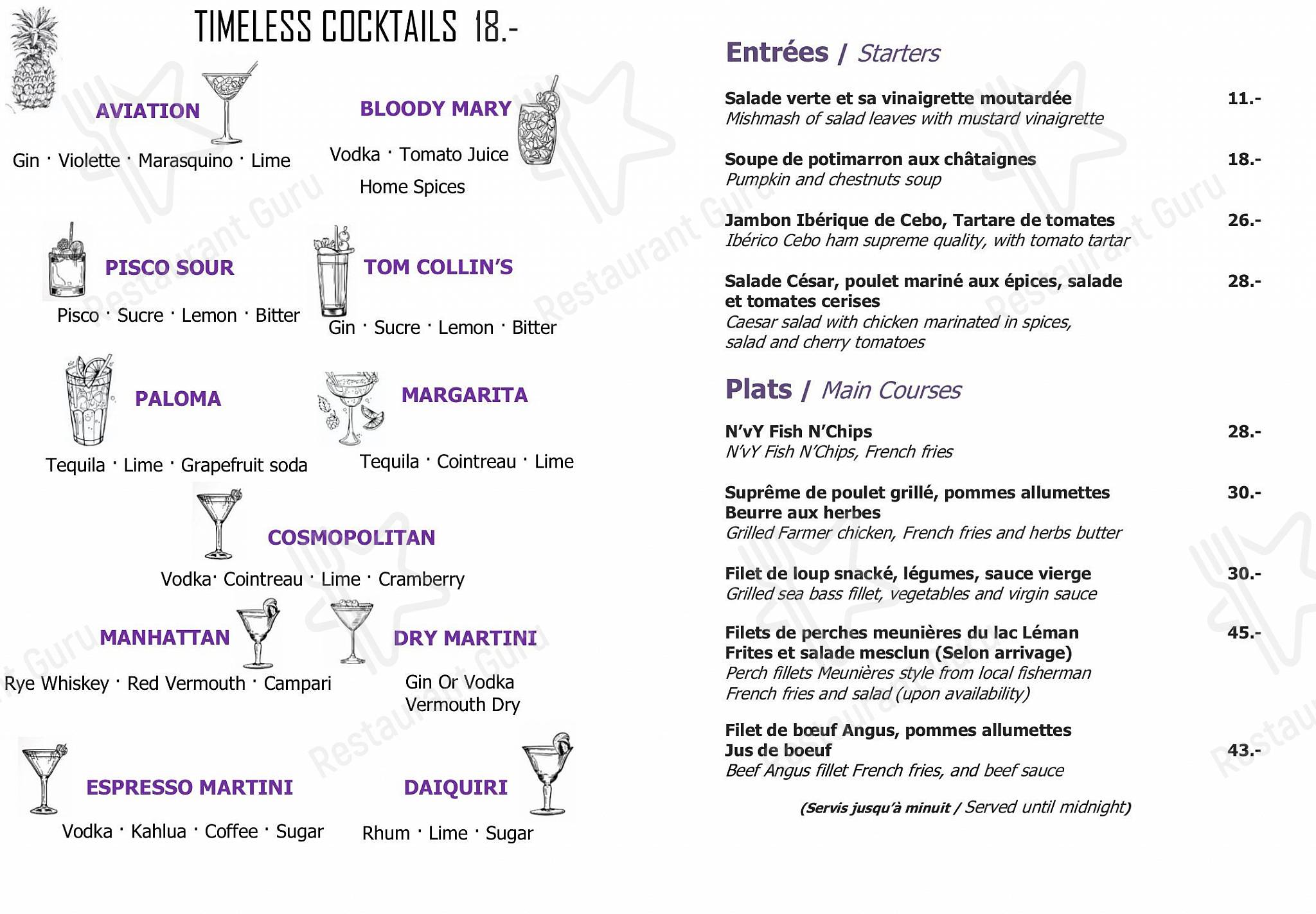 Menu di Hotel N’vy - Ночное меню
