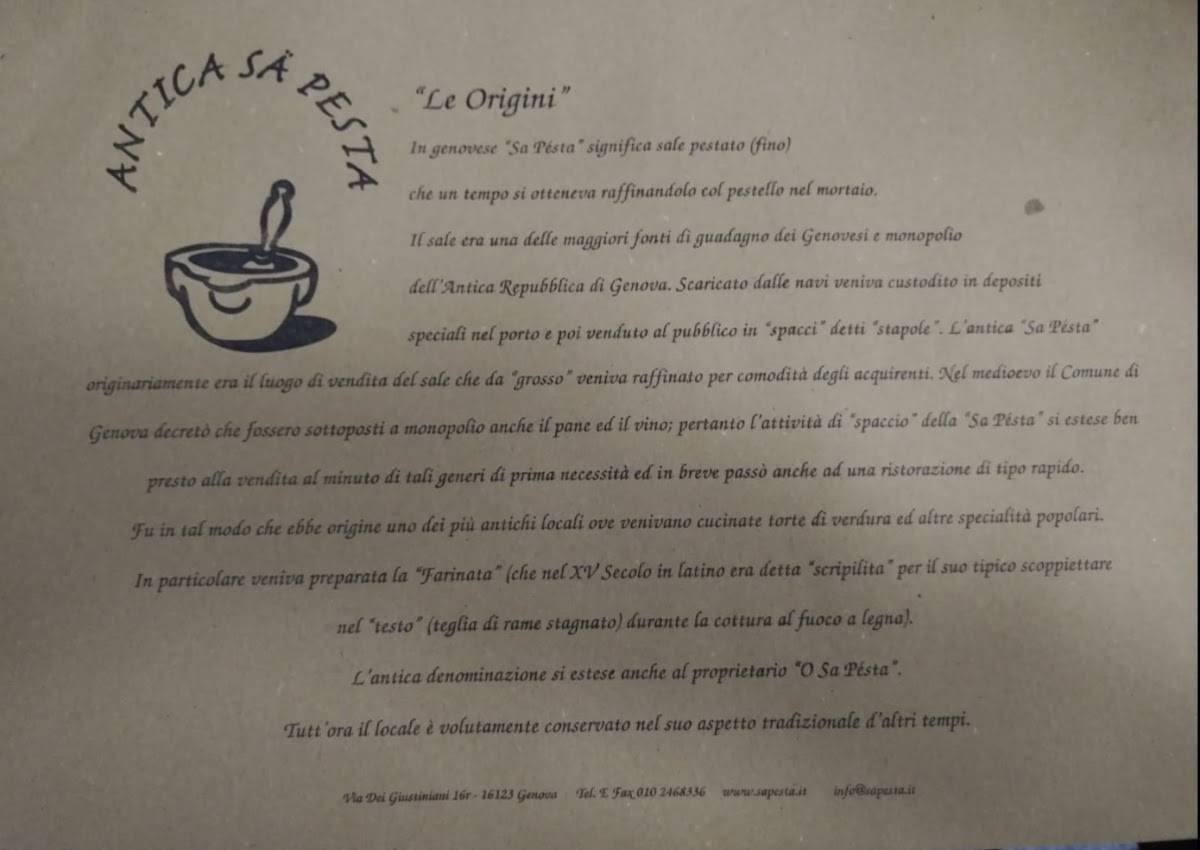 Menu di Sà Pesta 