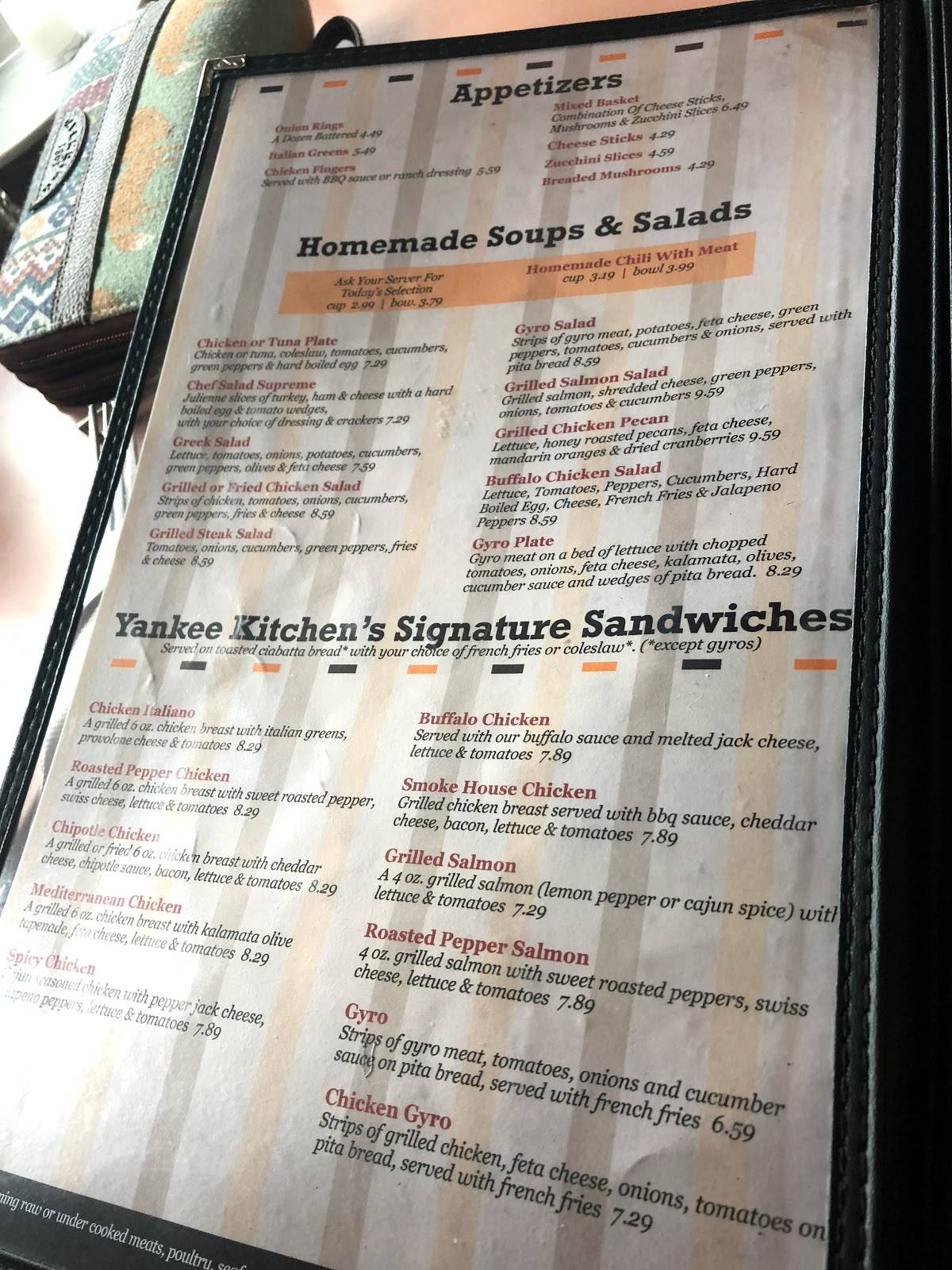 Menu at Yankee Kitchen Restaurant, Vienna Center