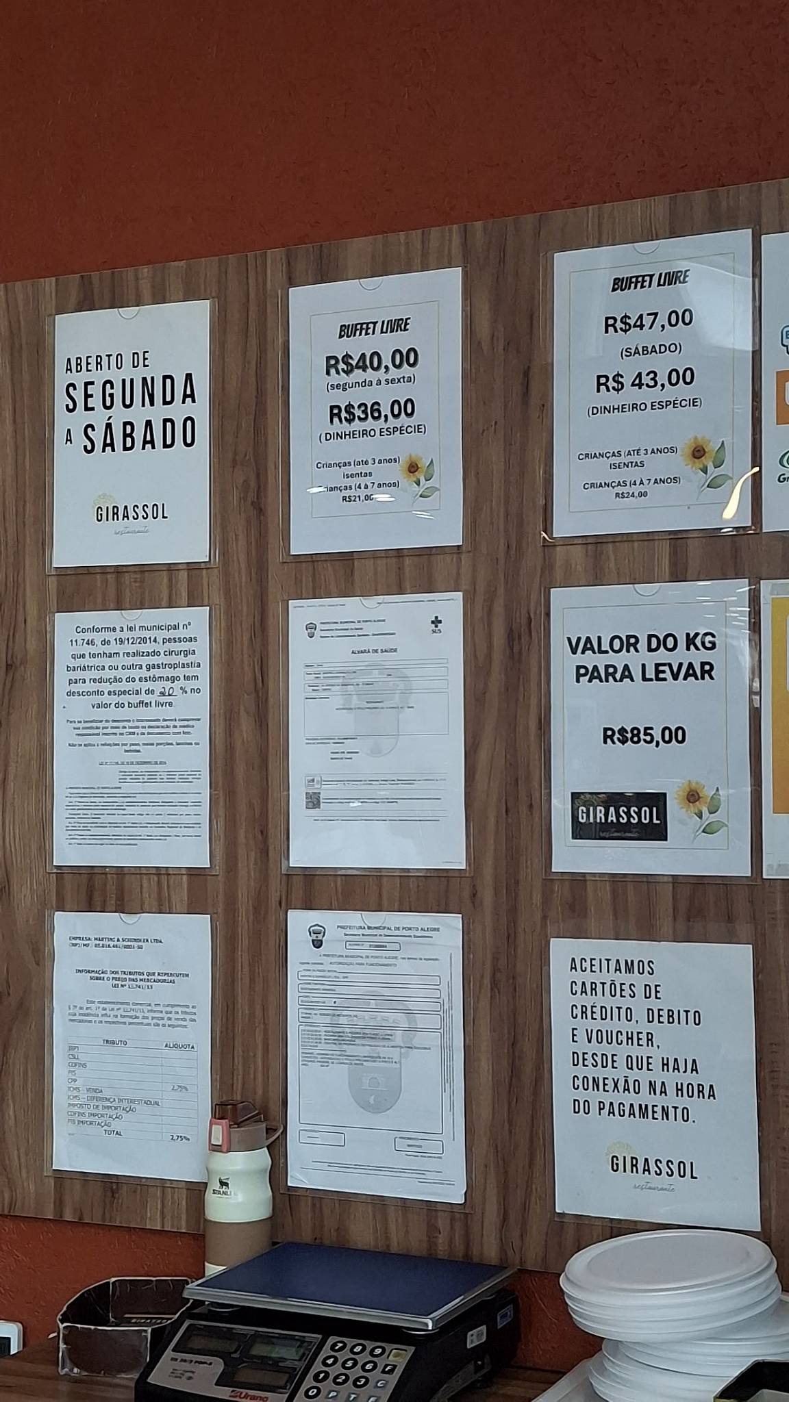 Girassol Restaurante cardápio