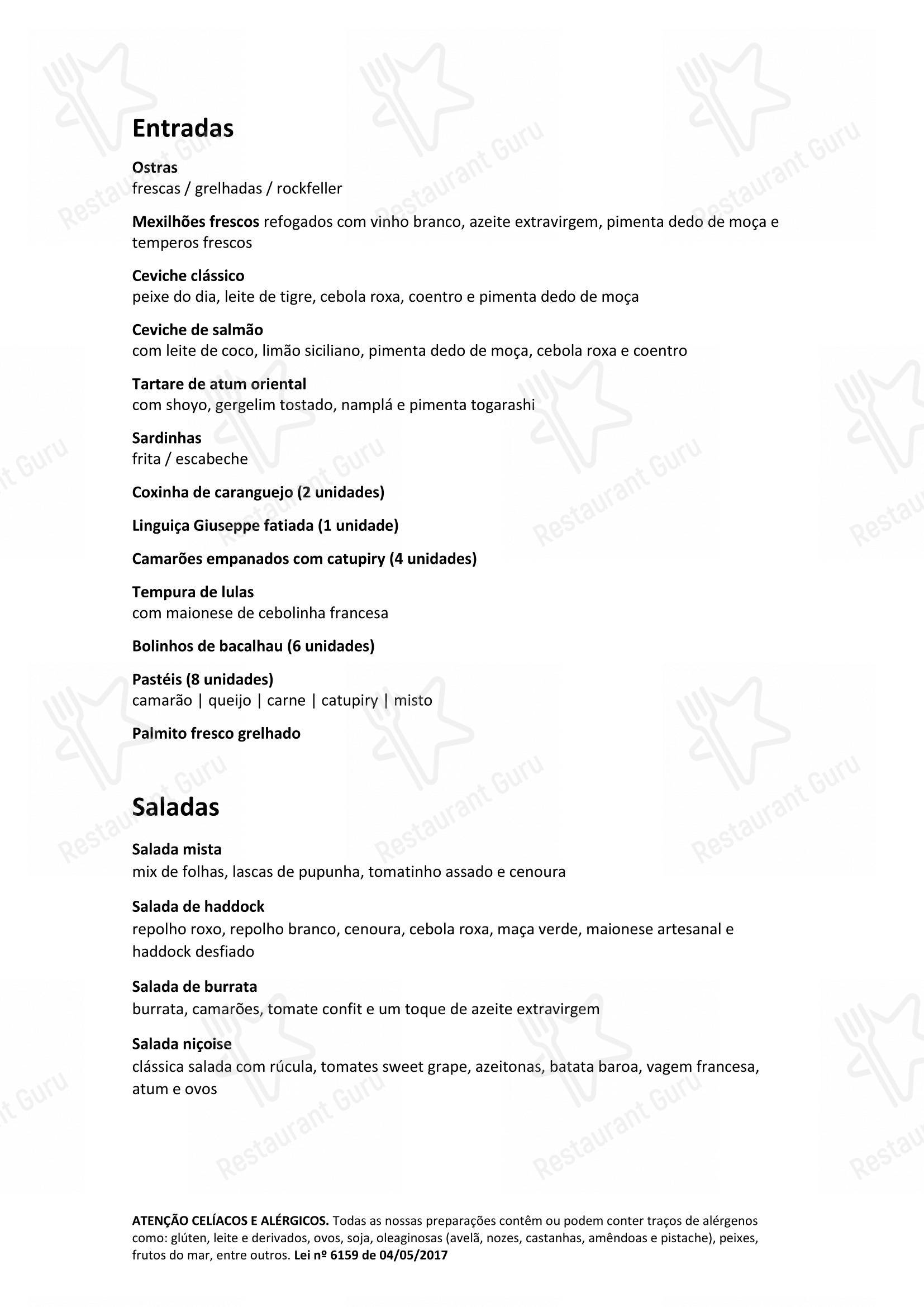 Menu para Giuseppe Mar restaurante
