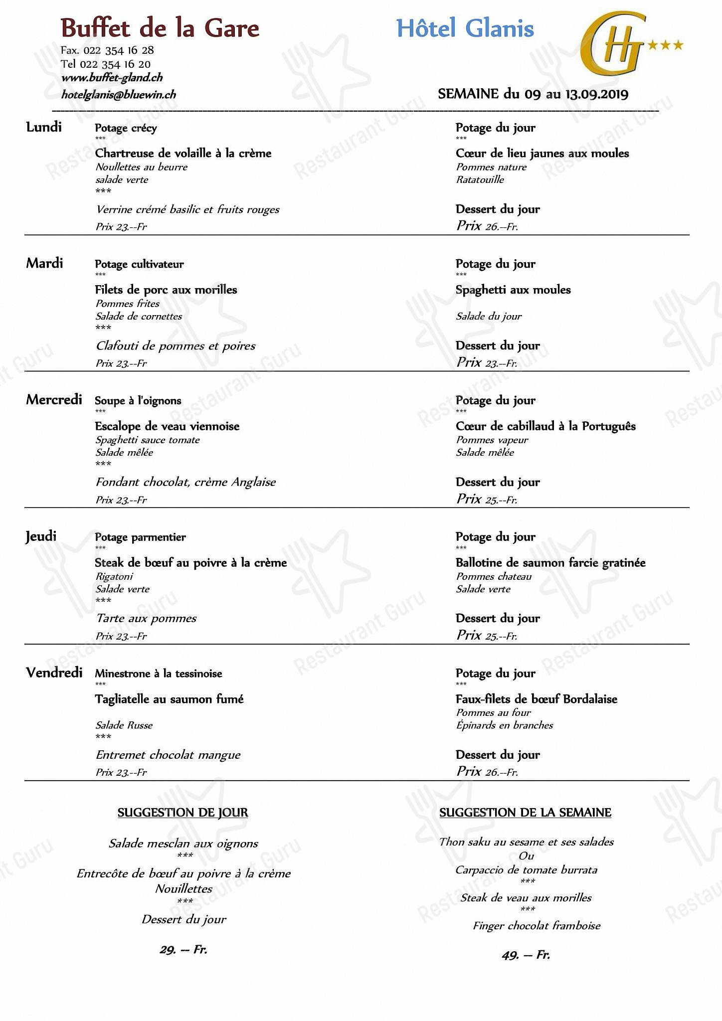 Takeaway Menu per Buffet de la Gare 1196 Gland in Gland