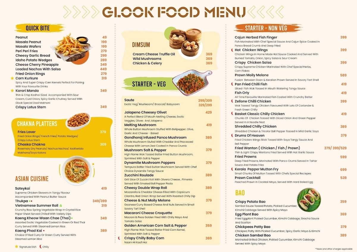 Glook The Sky Lounge menu