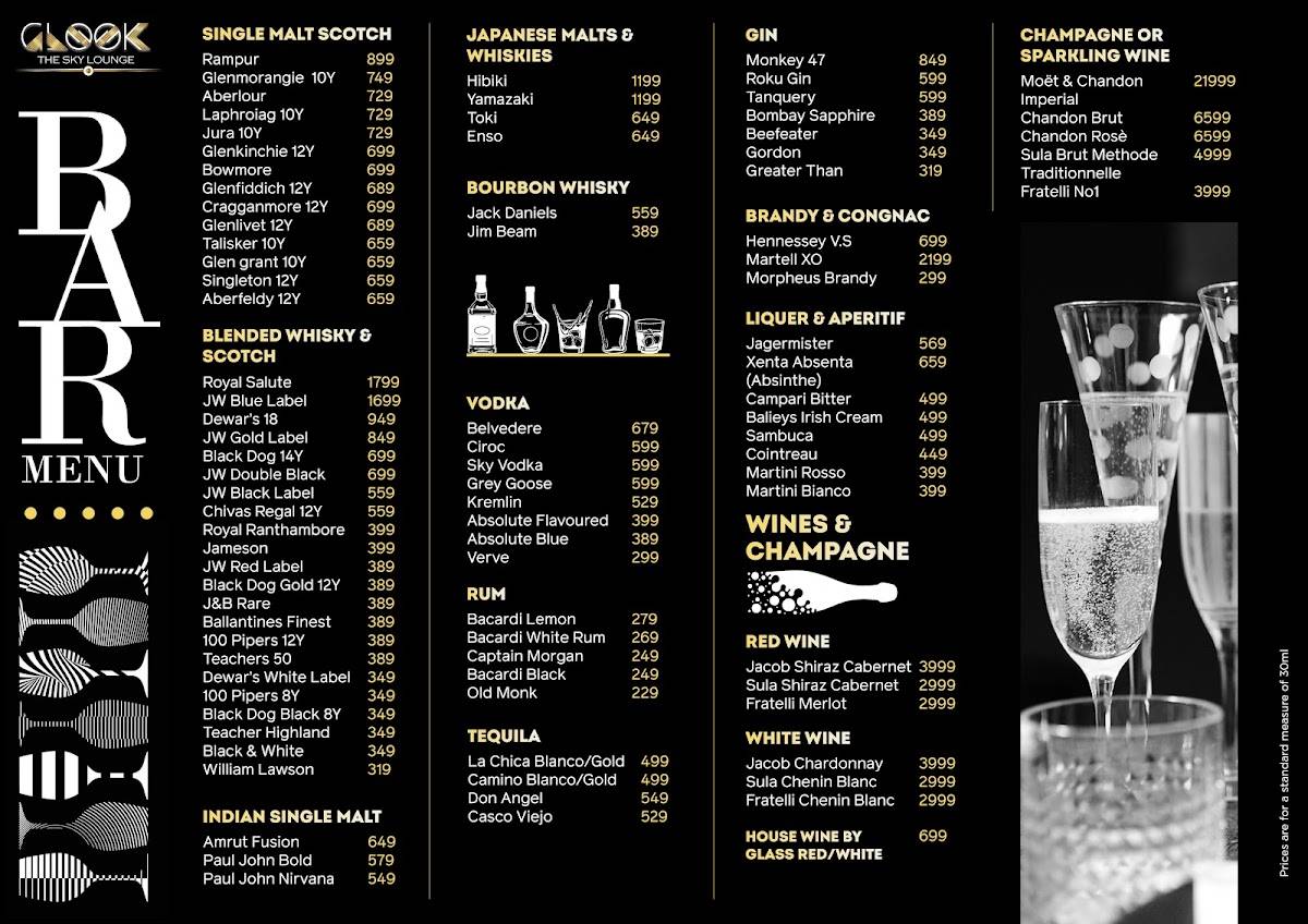 Glook The Sky Lounge menu