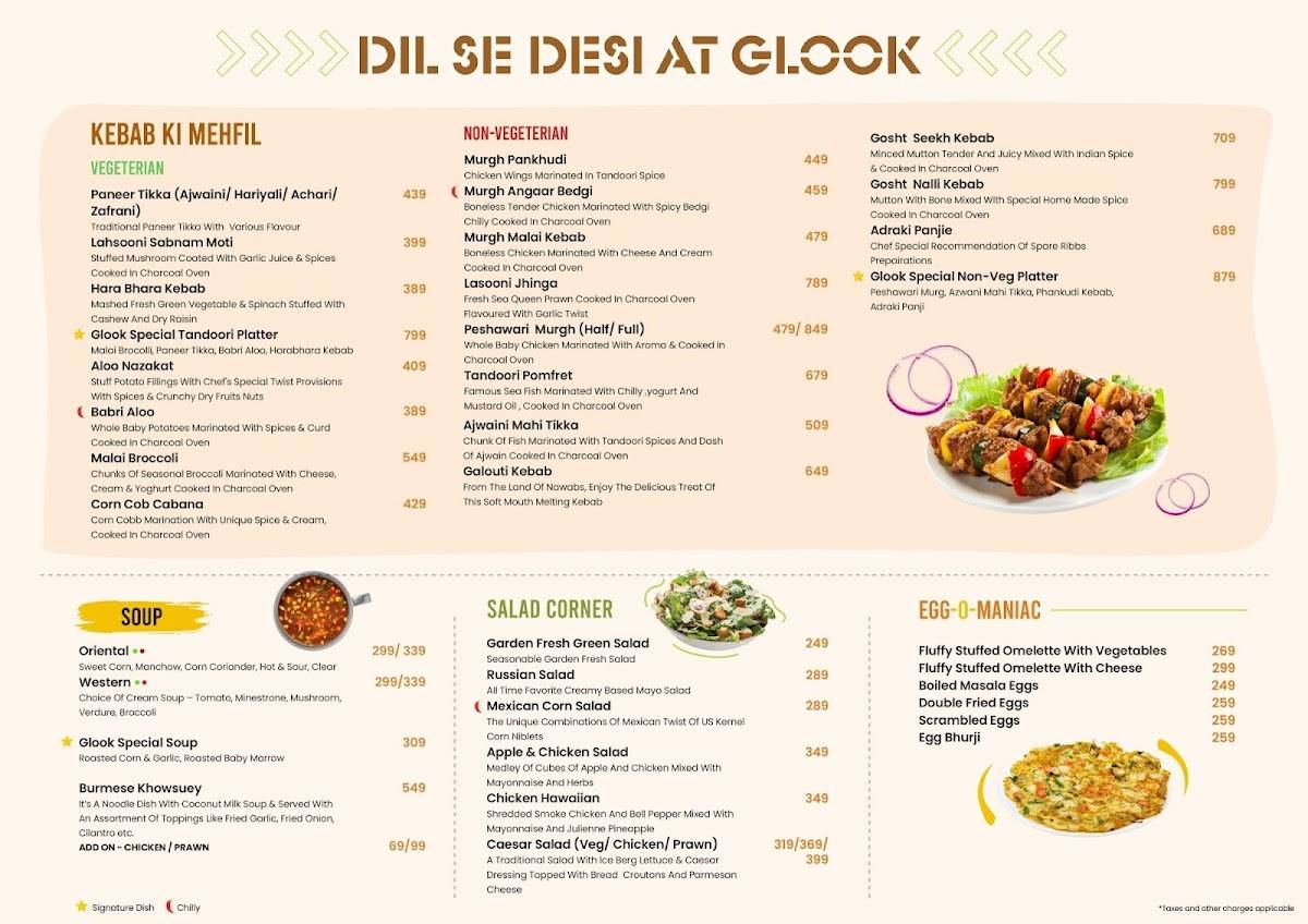 Glook The Sky Lounge menu