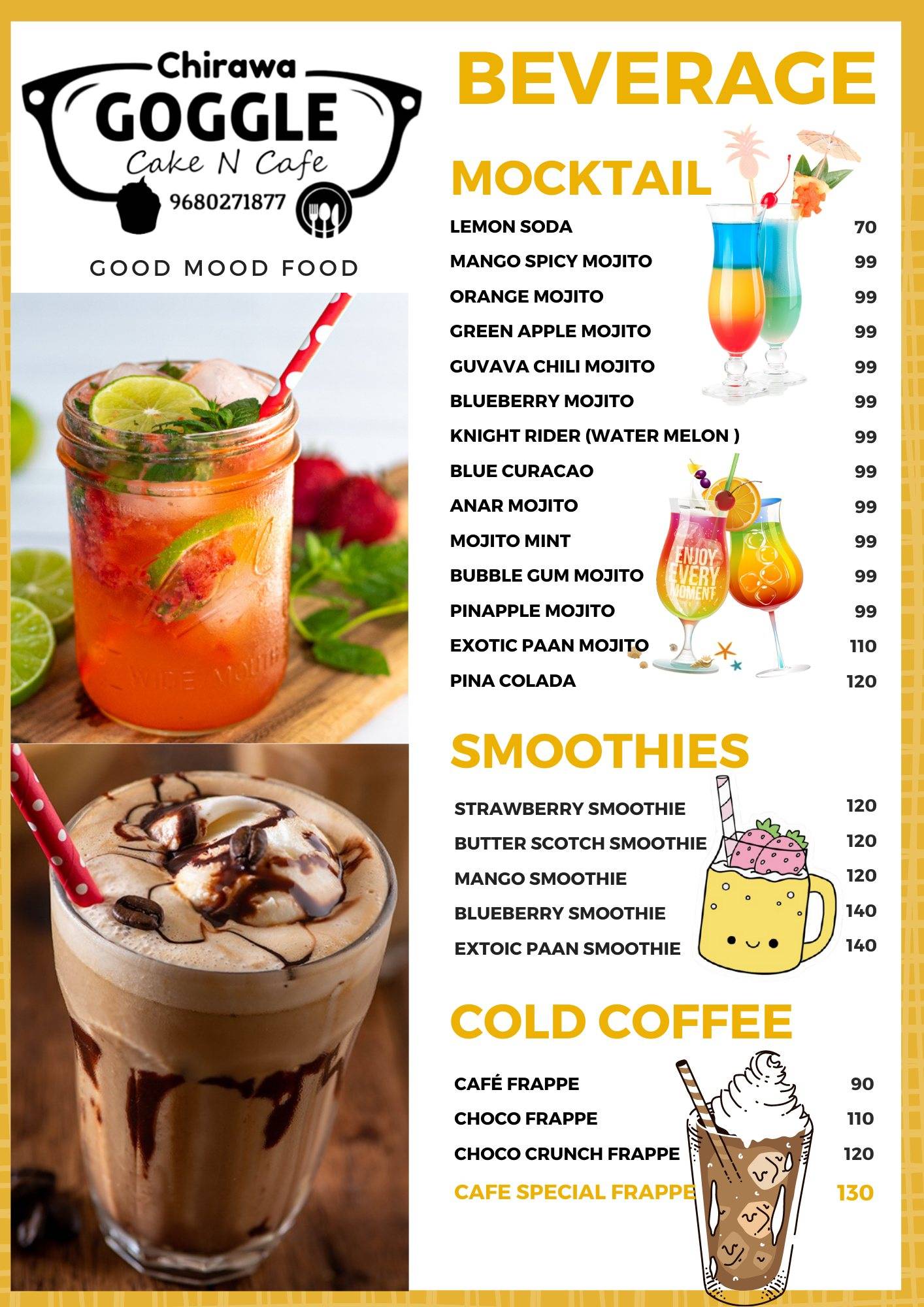 Goggle Cafe Chirawa menu