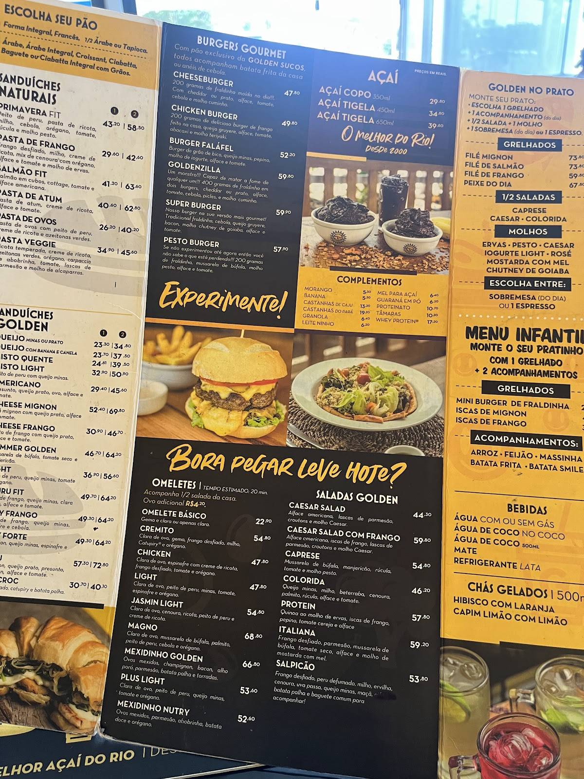 Golden Sucos cardápio