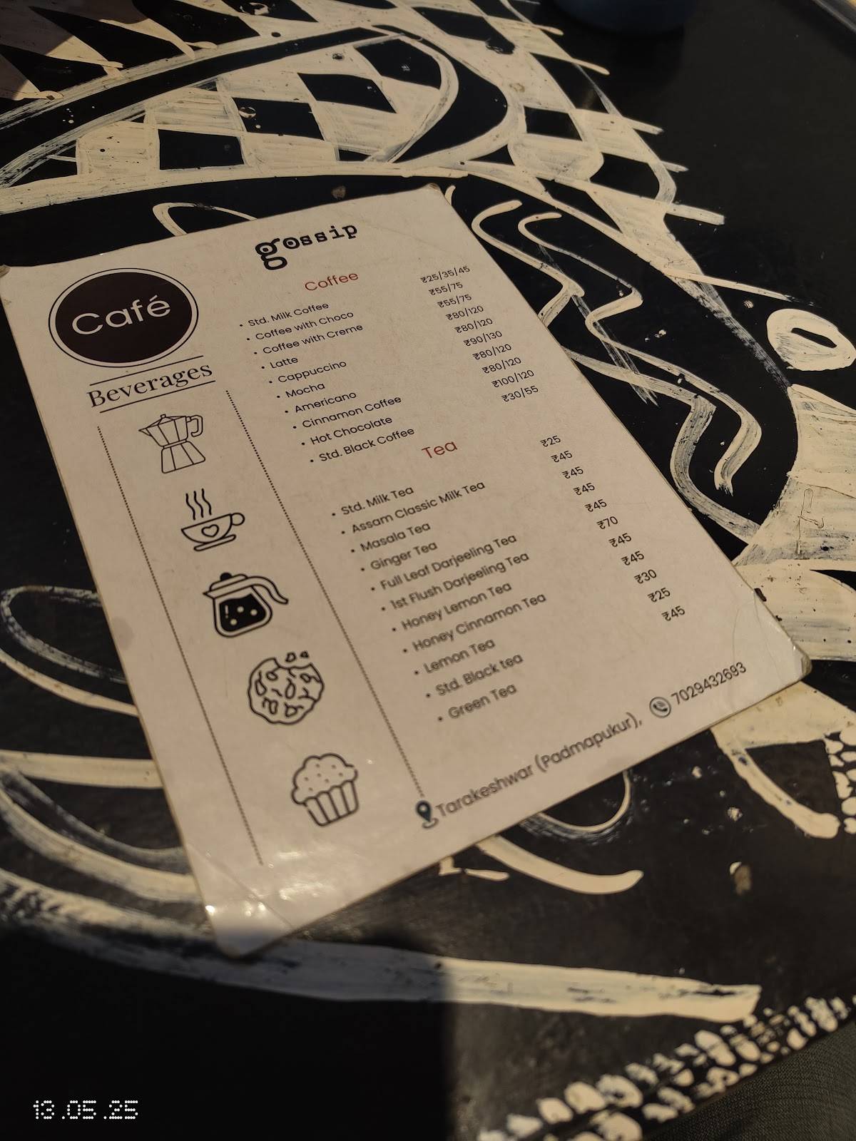 Gossip Cafe menu