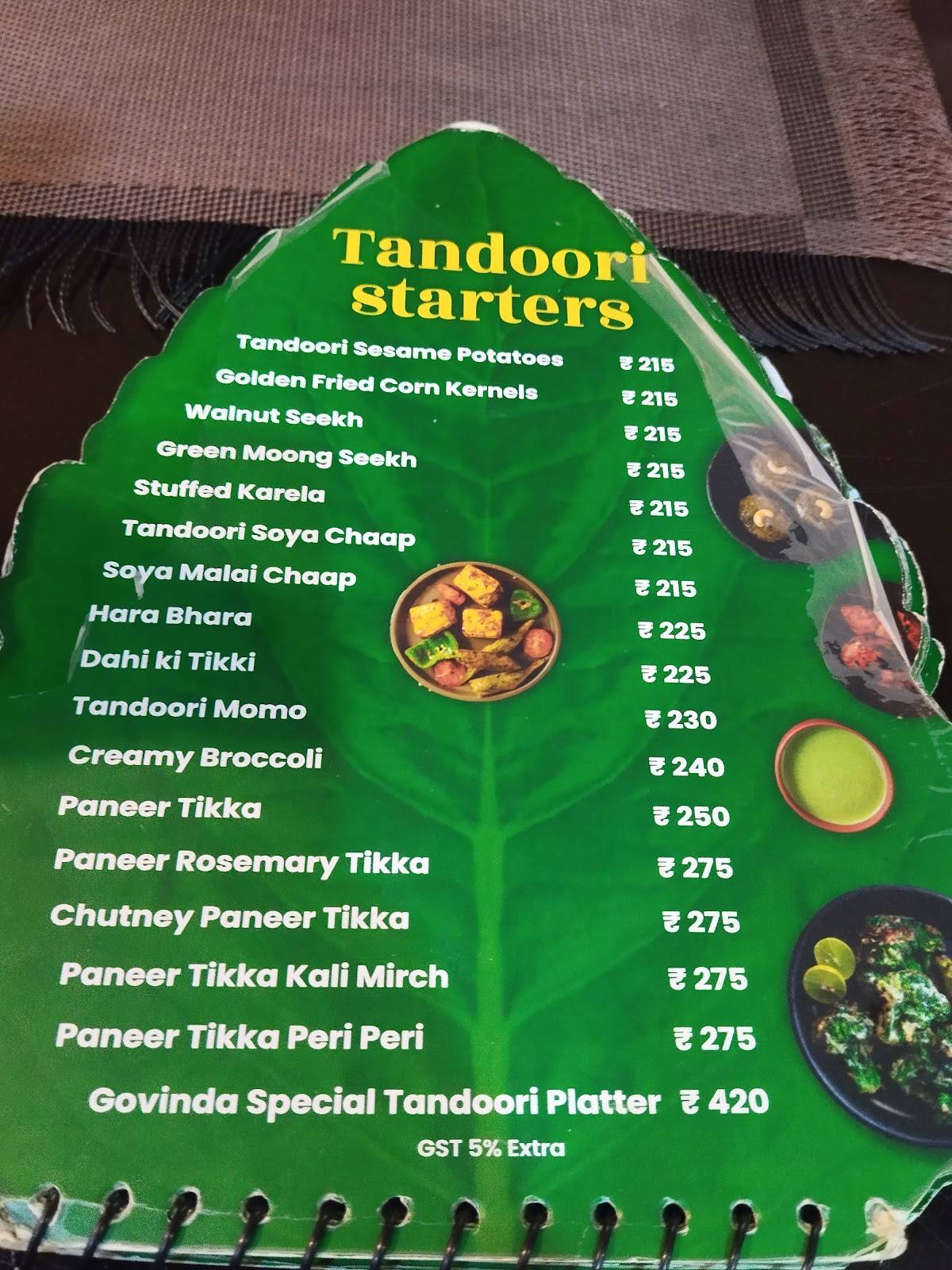 Govinda's Restaurant, Iskcon Dwarka menu