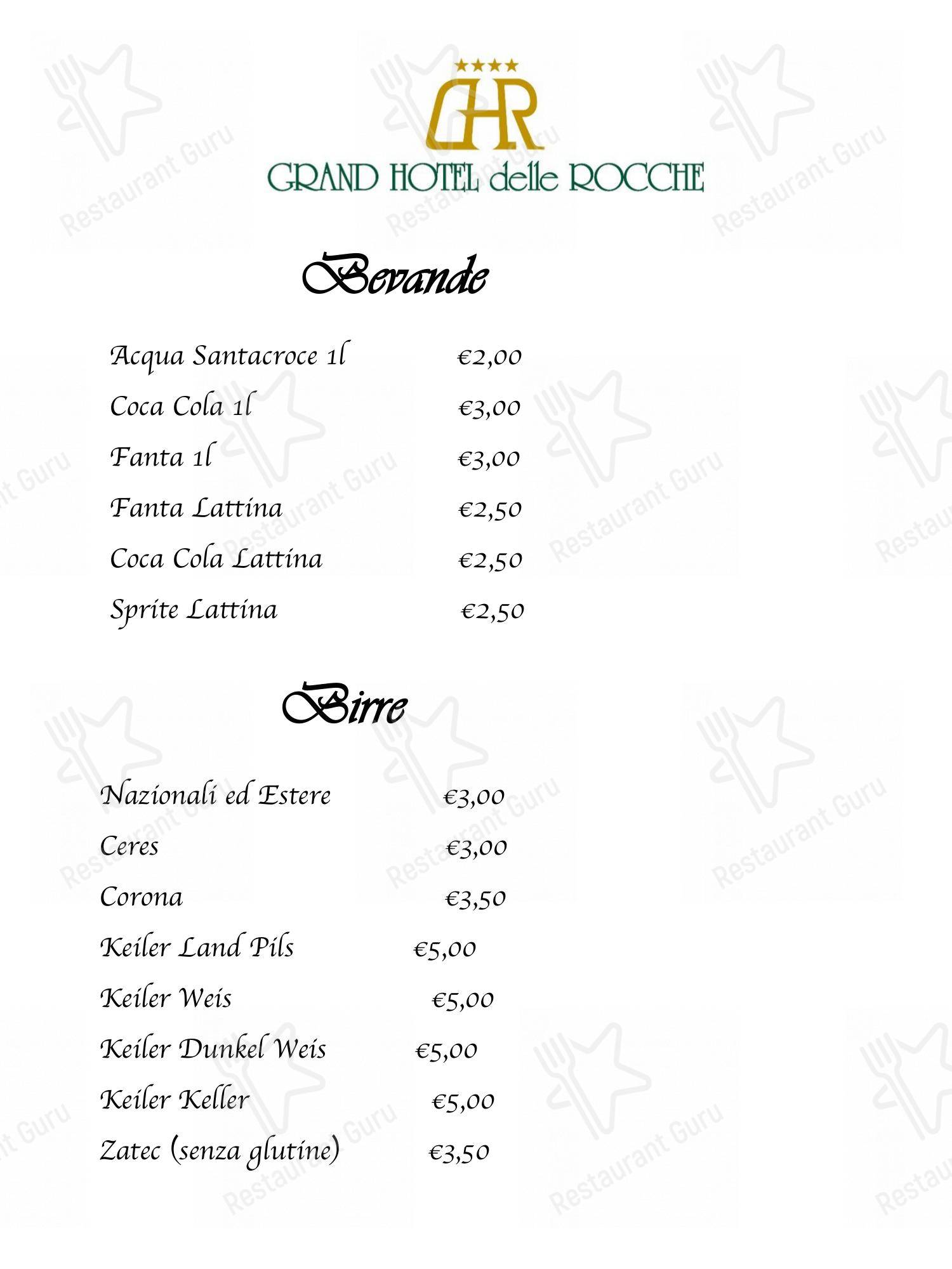 Grand Hotel delle Rocche, Ristorante Le Terrazze in Rocca di Mezzo - Menu