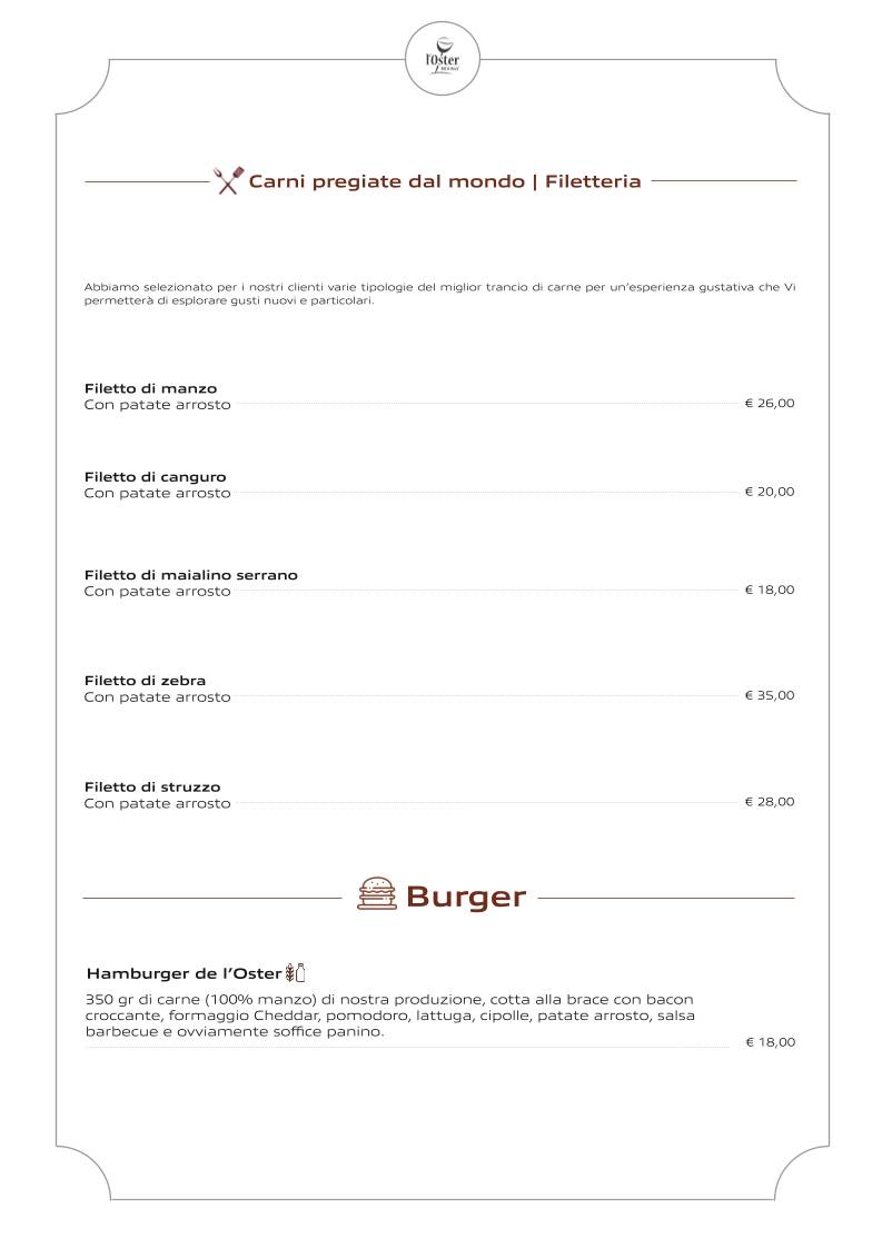 Menu di L'Oster Bif & Beef Restaurant 