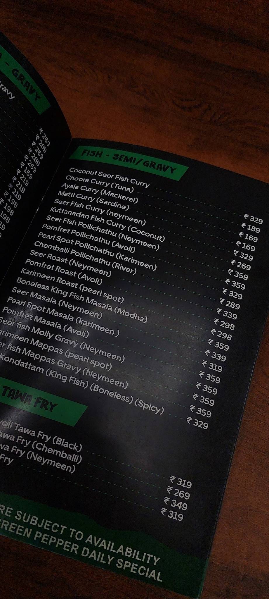 Green Pepper Multicuisine Restaurant menu