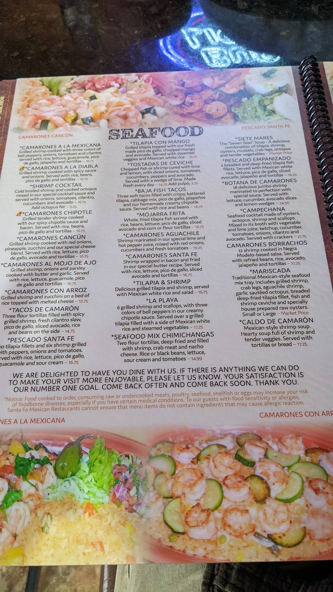 Menu at Santa Fe Mexican Grill restaurant, Greensboro, 423 Pisgah Church Rd