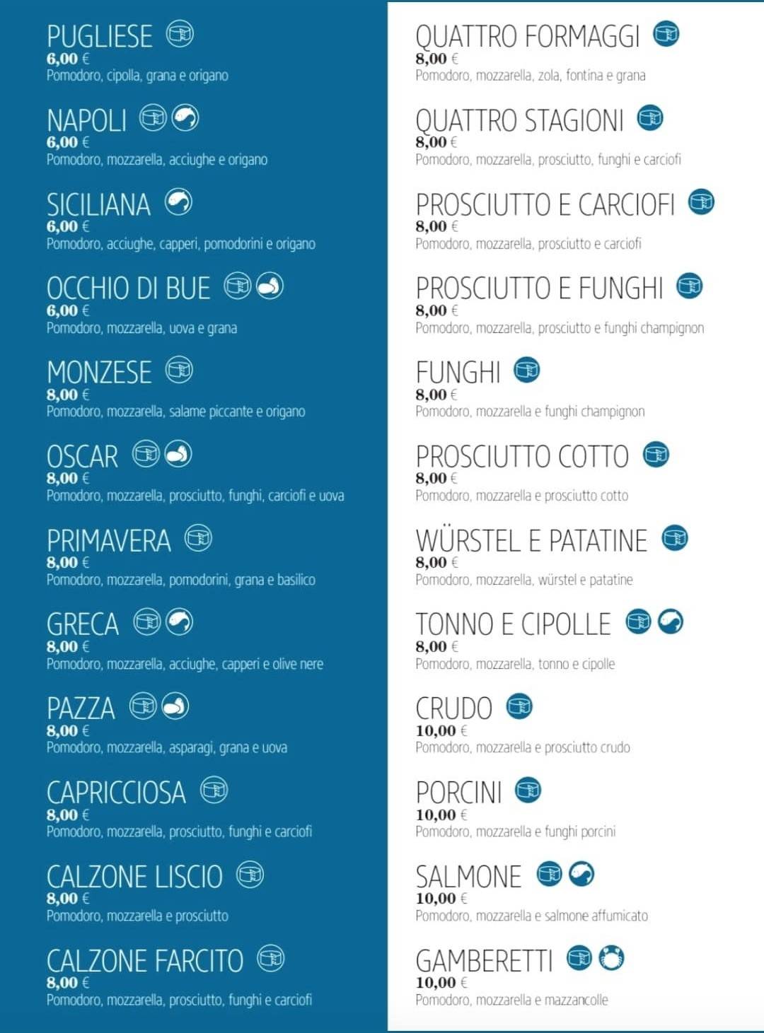 Menu di Grotta Azzurra - Ristorante Pizzeria 