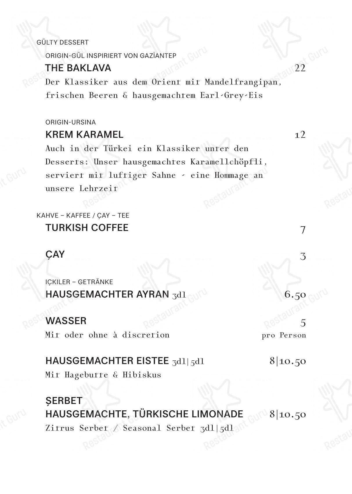 Menu di Gül Restoran - 菜单