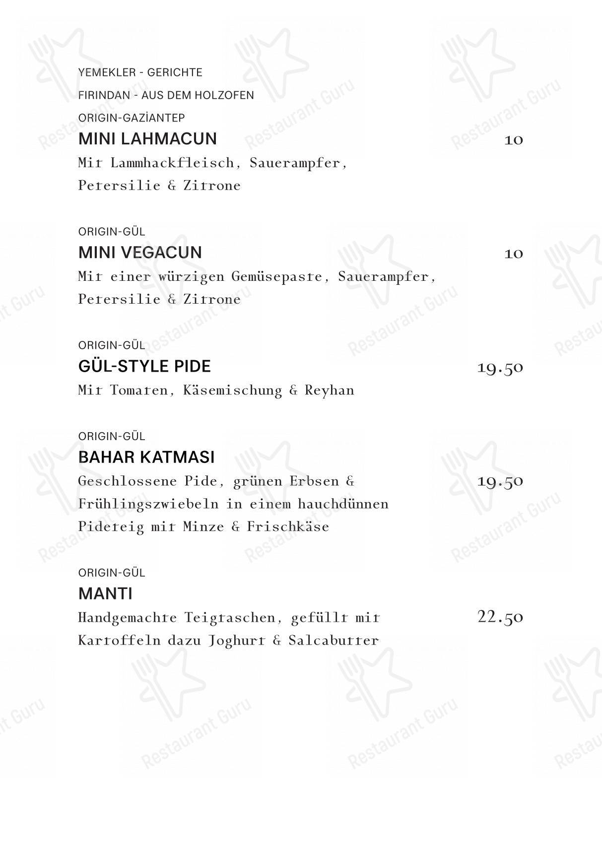 Menu di Gül Restoran - 菜单
