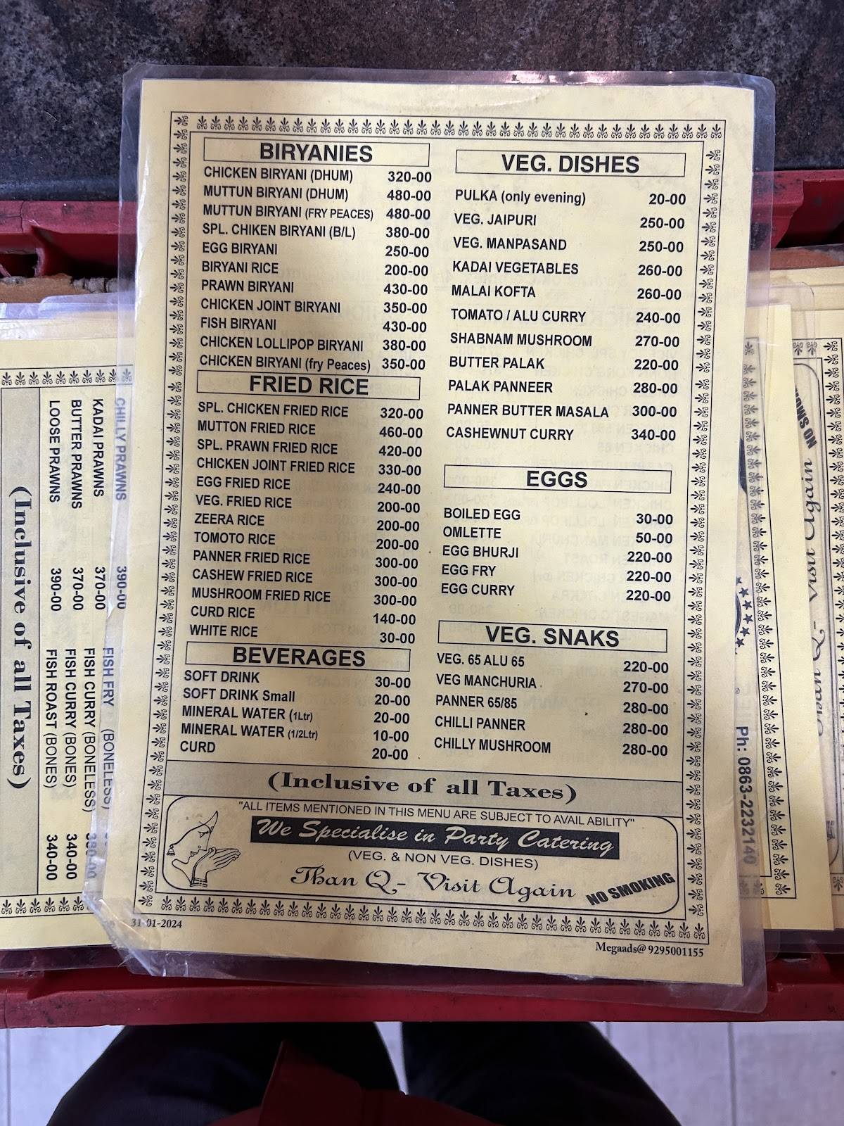 Viceroy Biryani Point menu