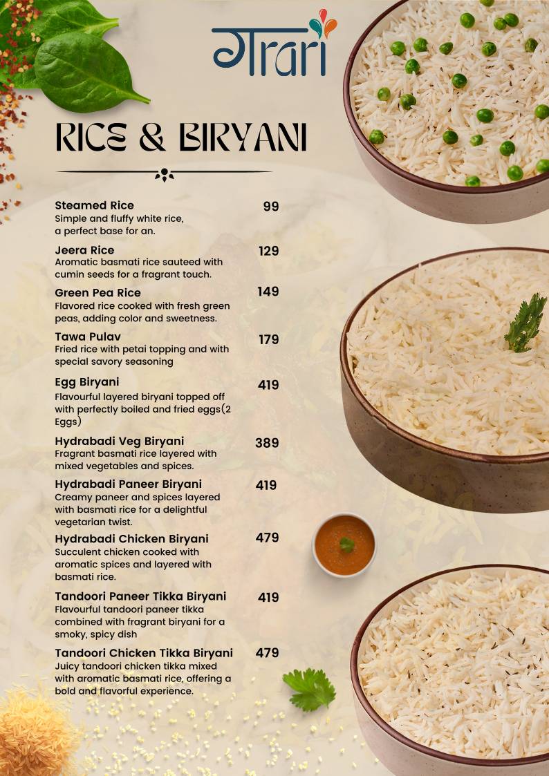 Garari menu