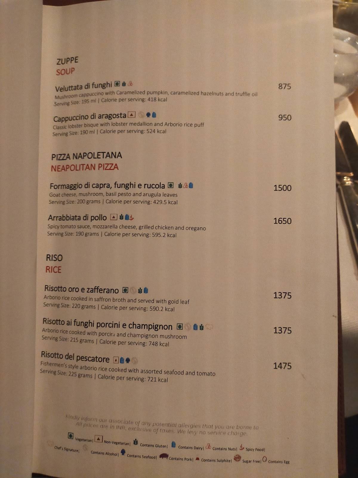 Zanotta - The Leela Ambience Gurugram menu