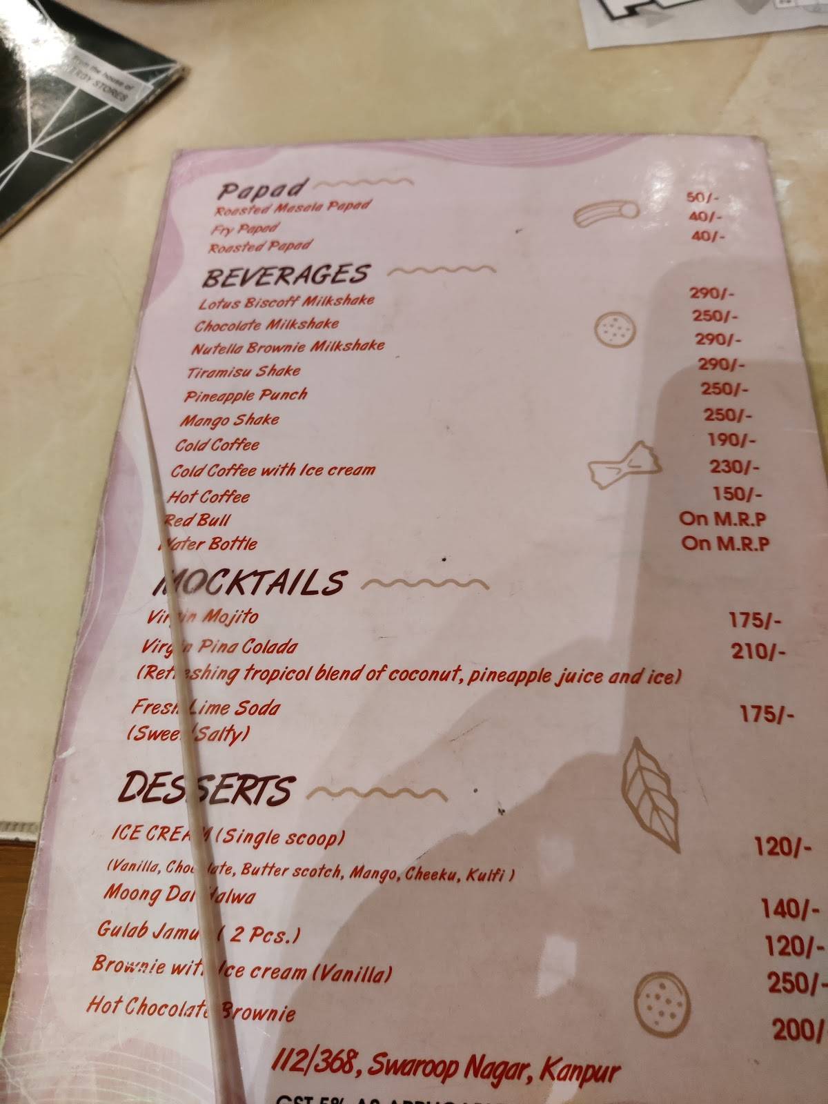 Gusto Multi cuisine restaurant menu