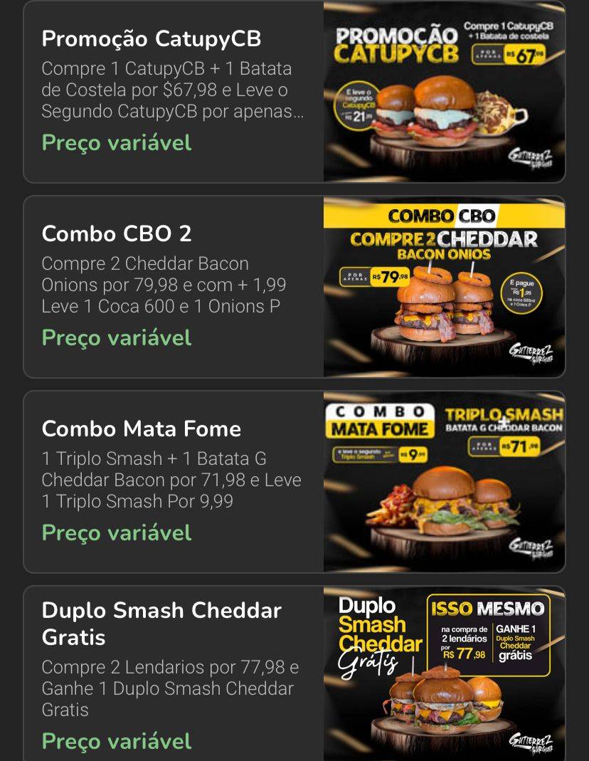 Gutierrez Burguer cardápio