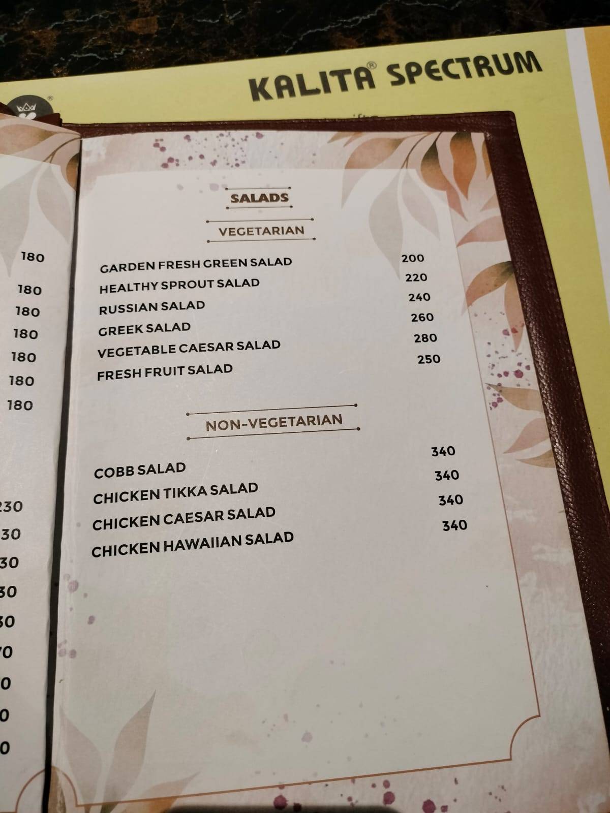 Kalita Spectrum menu