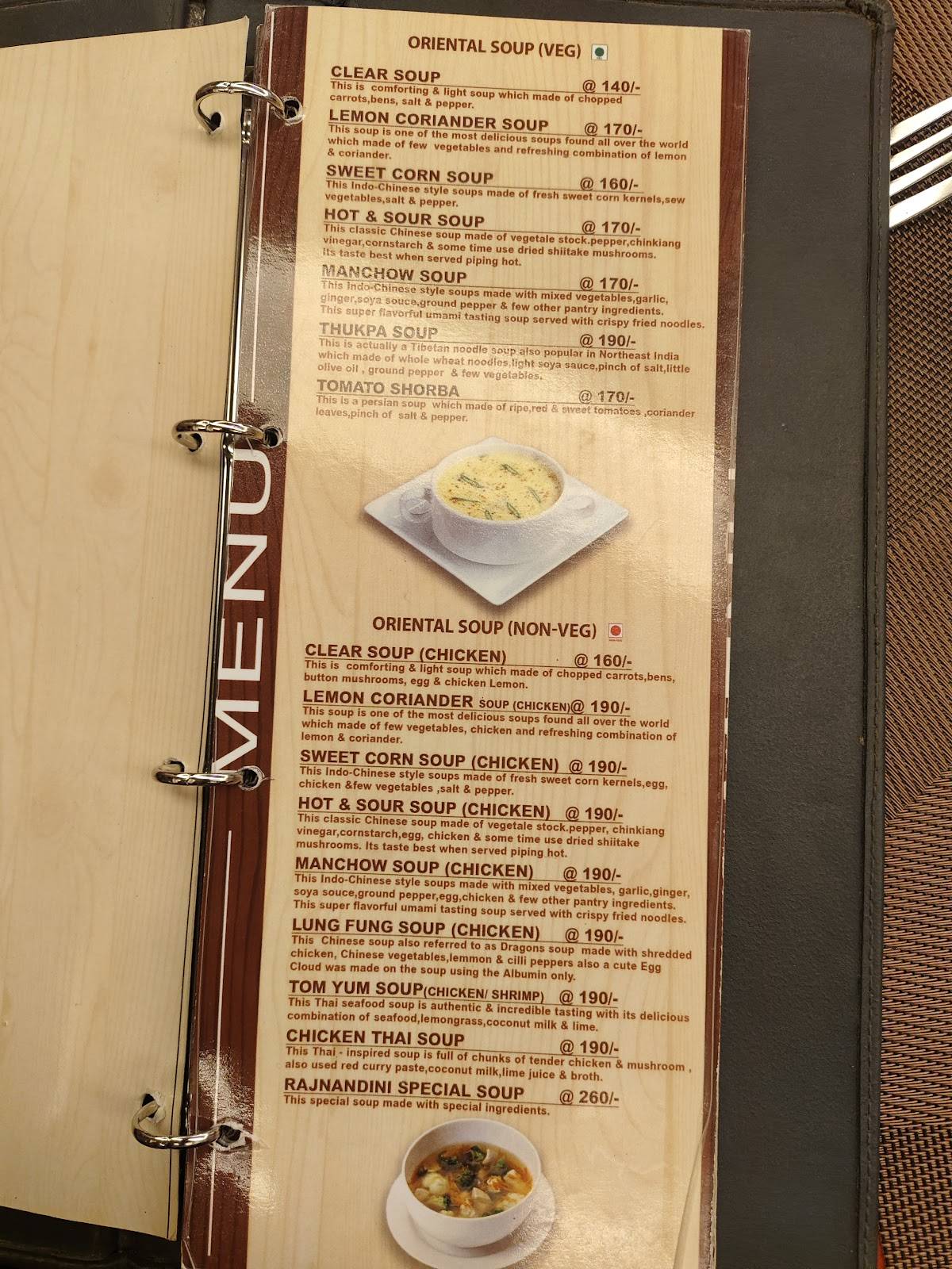 HOTEL RAJNANDINI menu