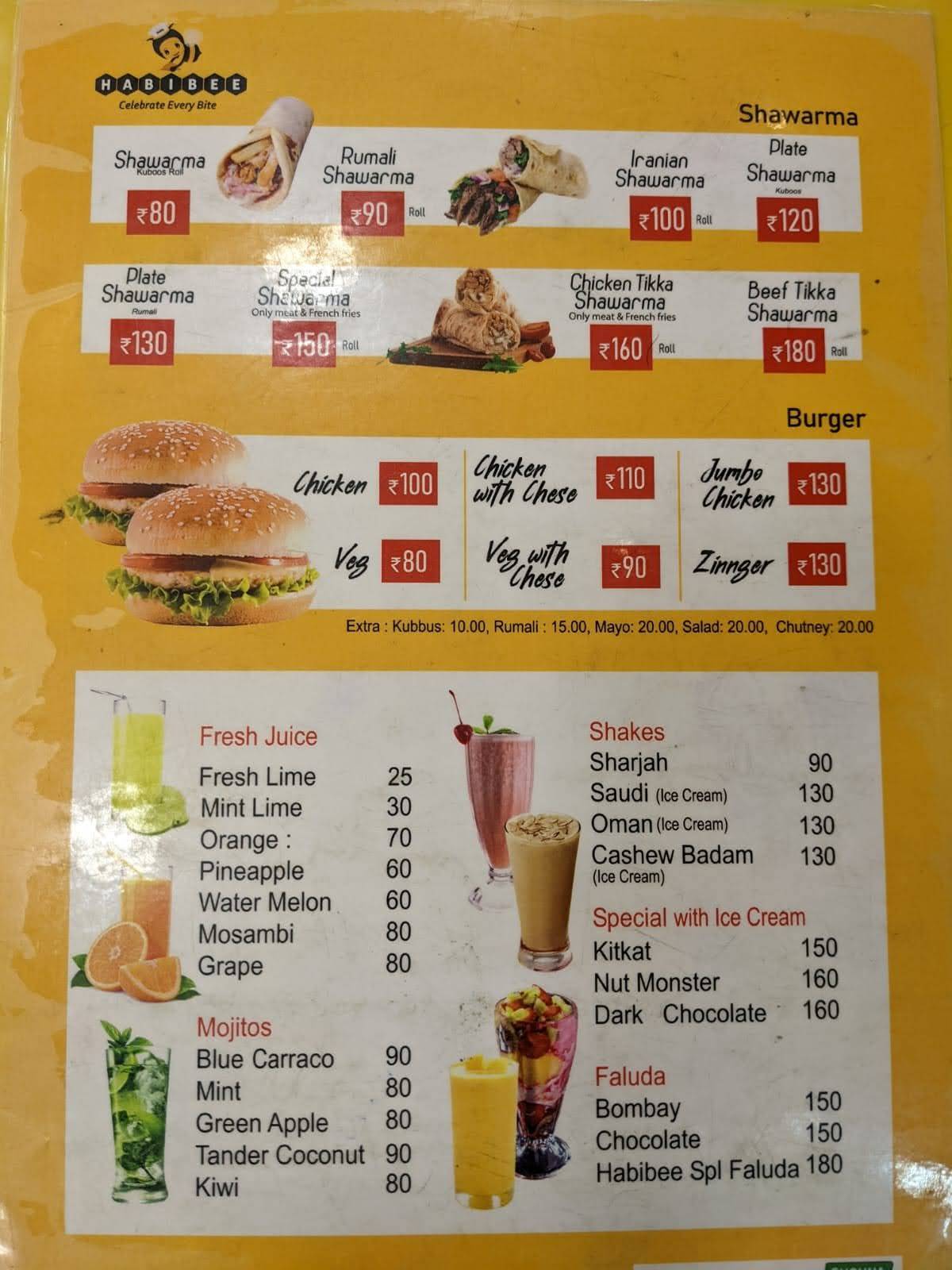Habibee menu