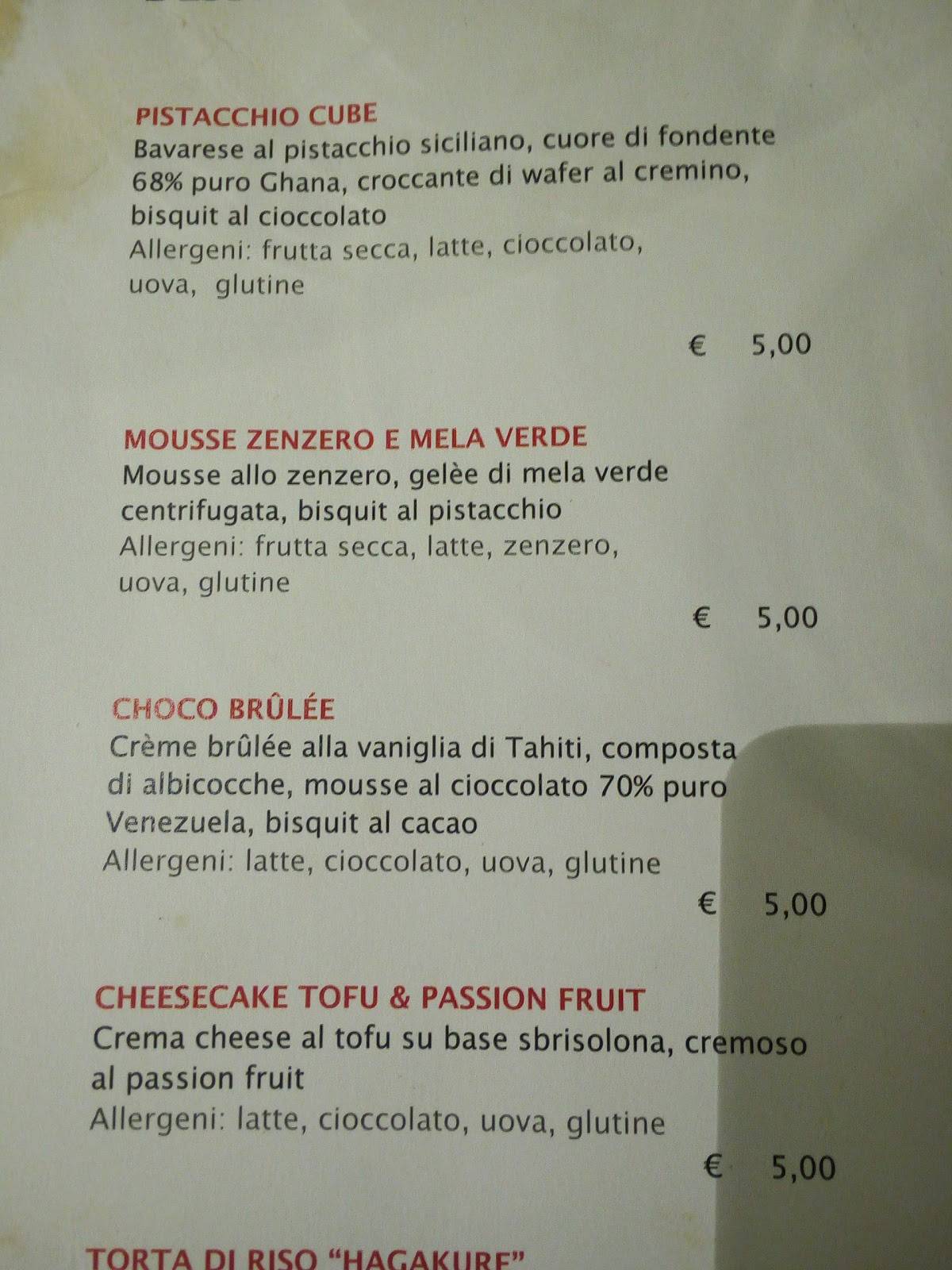 Menu di Hagakure - Fusion e Sushi 