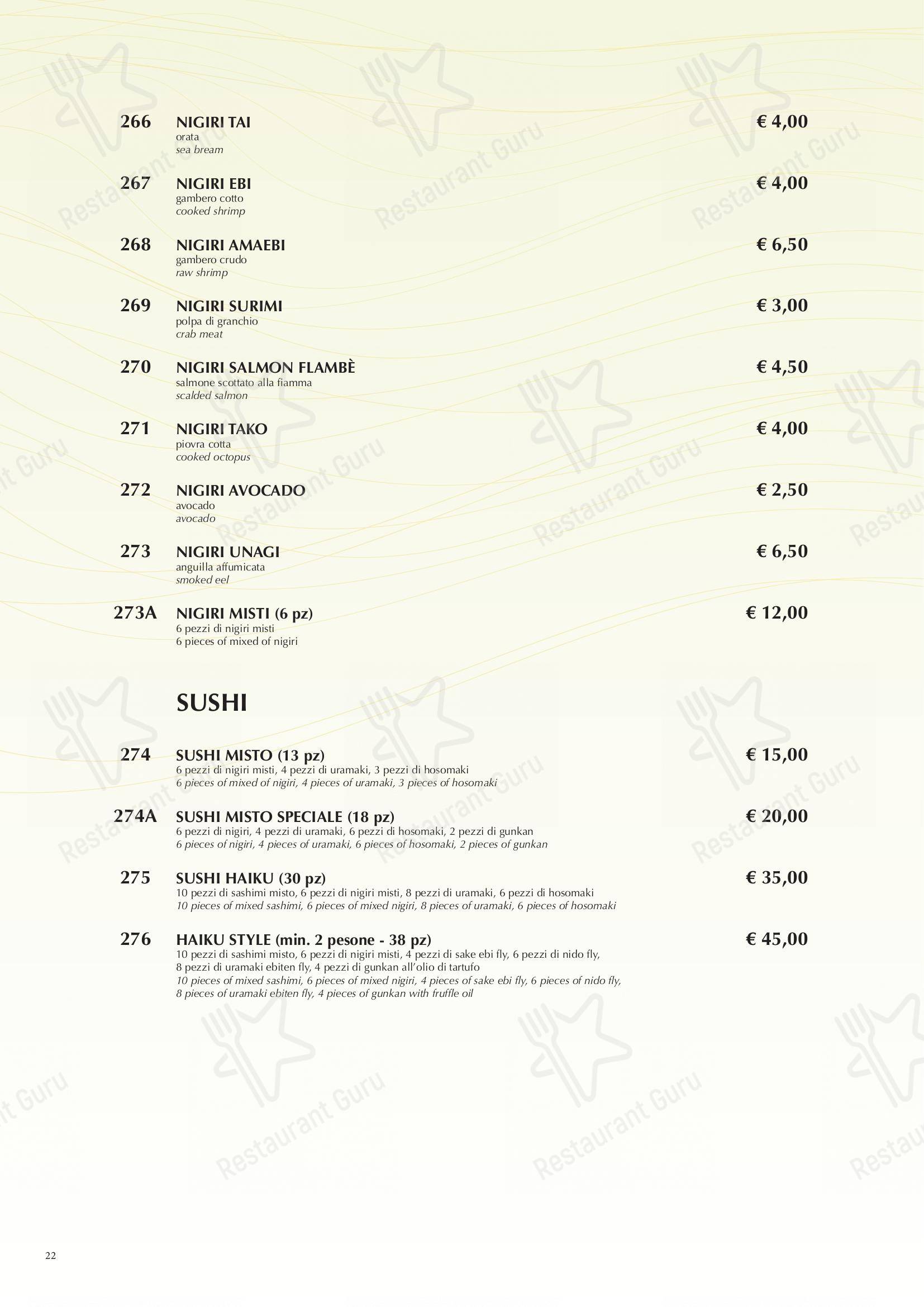 Menu per Haiku Restaurant in Bologna